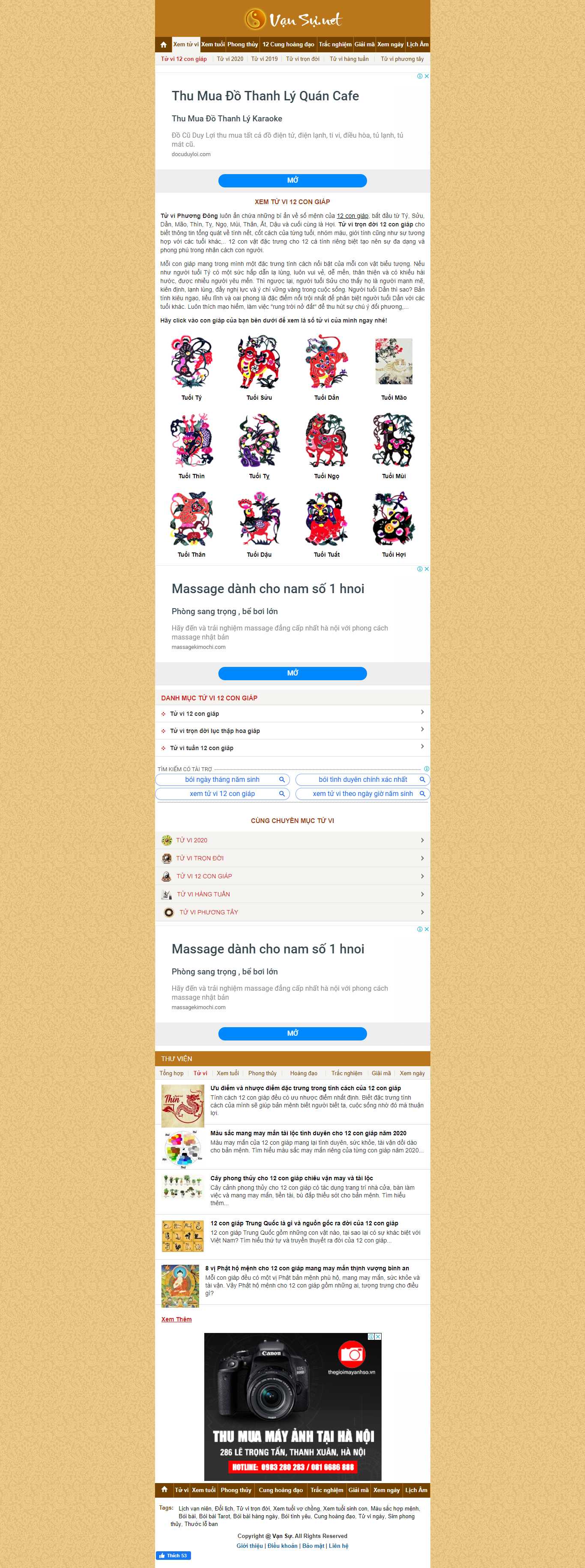 Thiết kế Website web tử vi số mệnh - vansunet