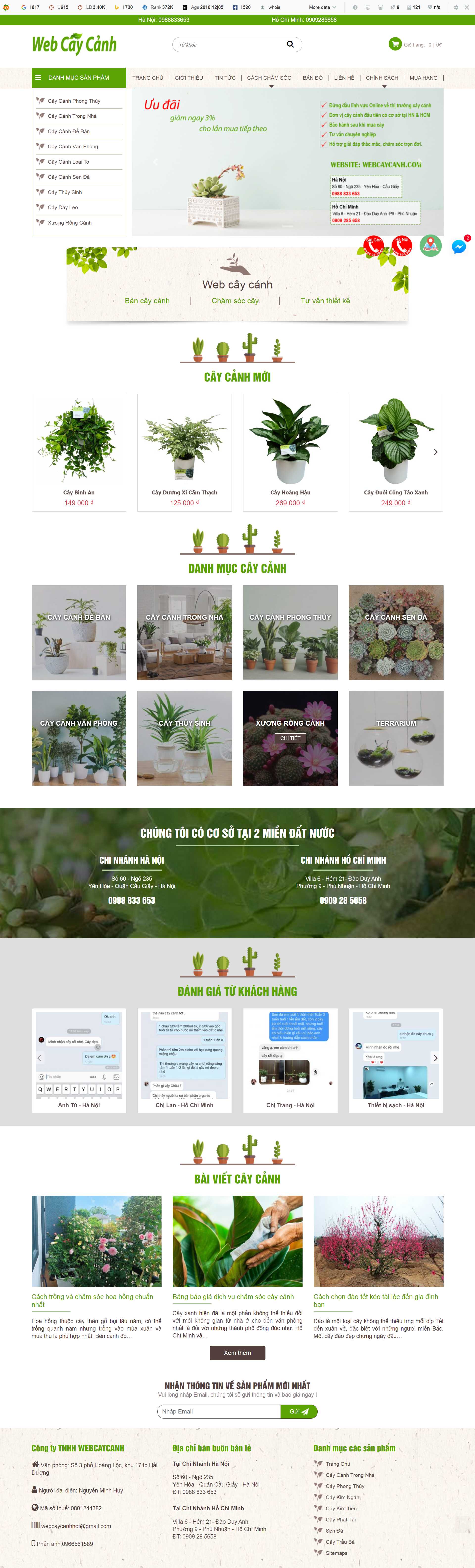 Thiết kế Website web bán cây cảnh văn phòng - webcaycanhcom