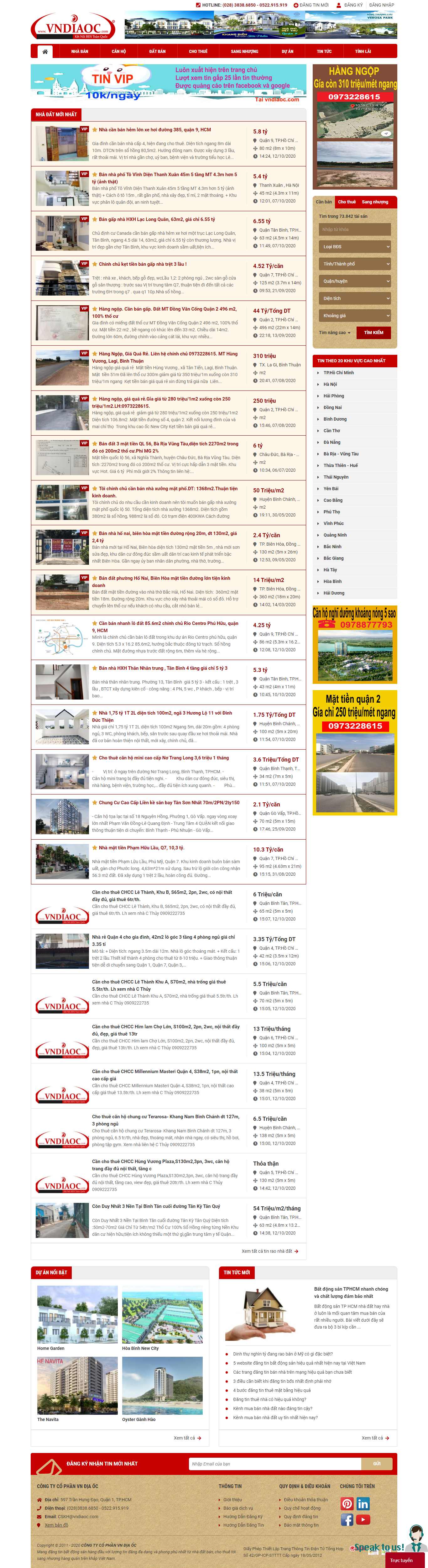 Thiết kế Website web mua bán nhà - vndiaoccom