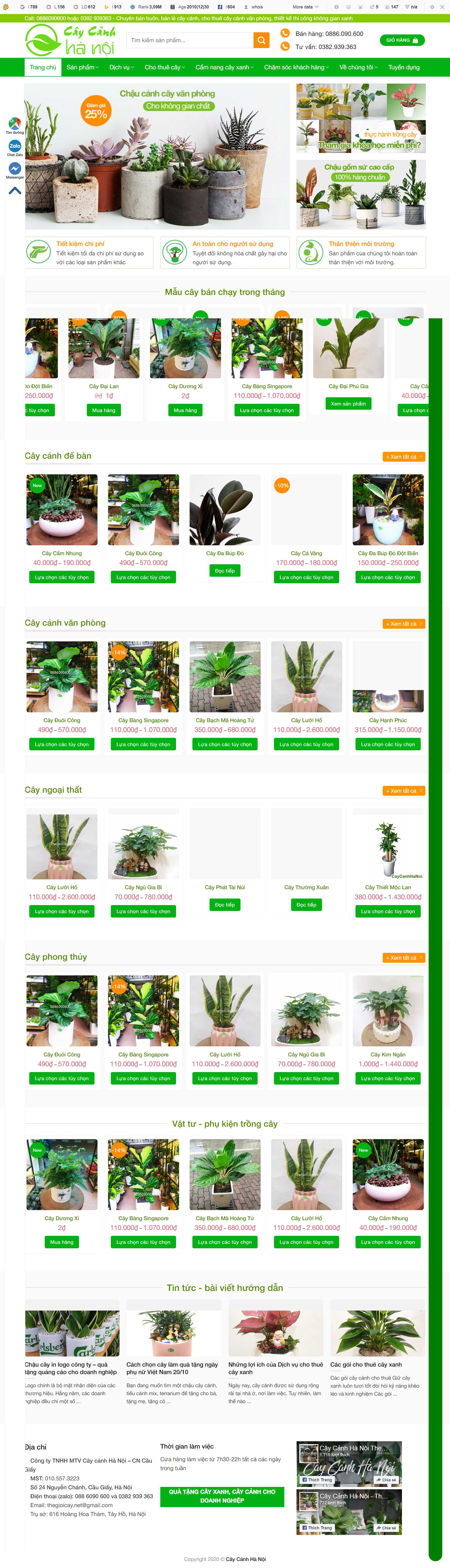 Thiết kế Website web bán cây cảnh văn phòng - thegioicaynet