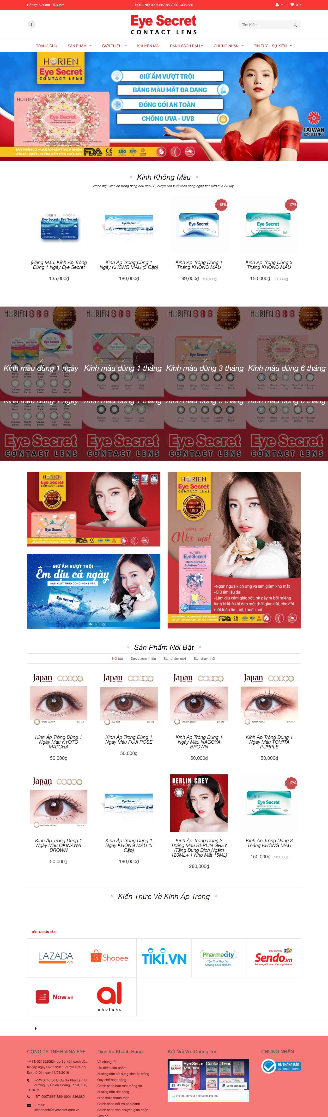 Thiết kế Website web lens - eyesecretcomvn