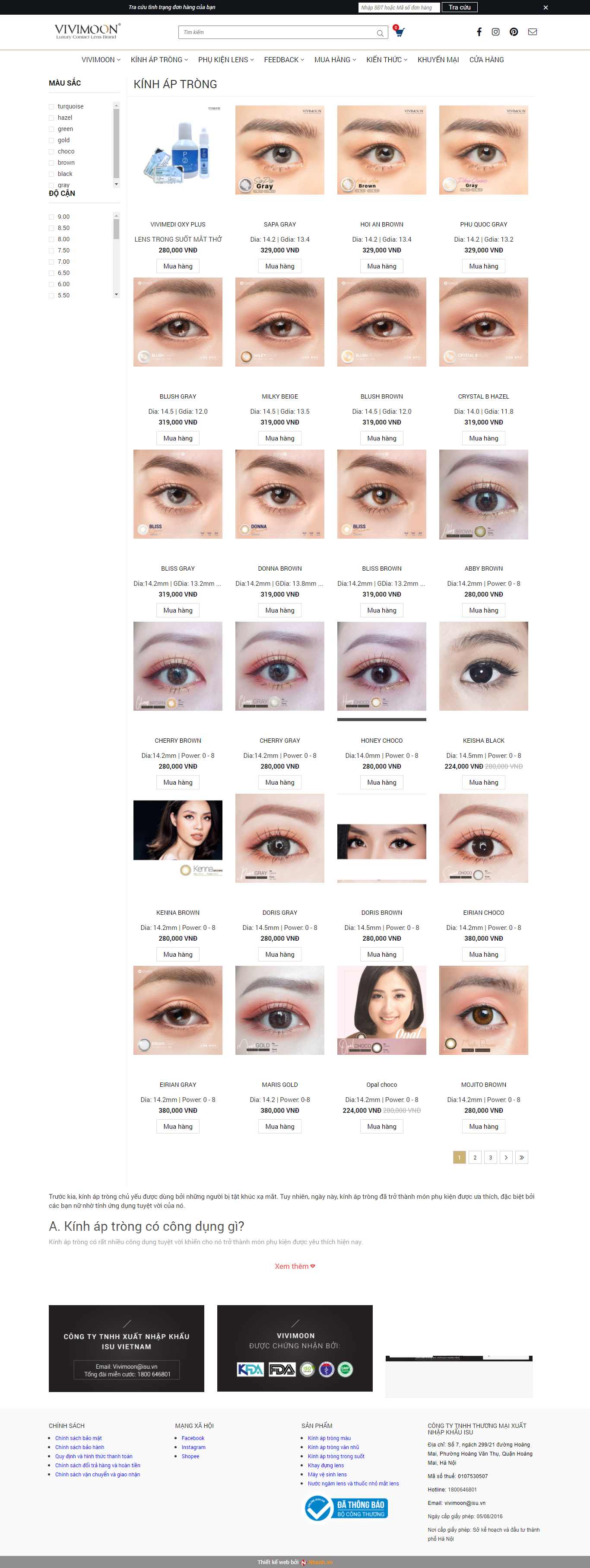Thiết kế Website web lens - vivimoonvn