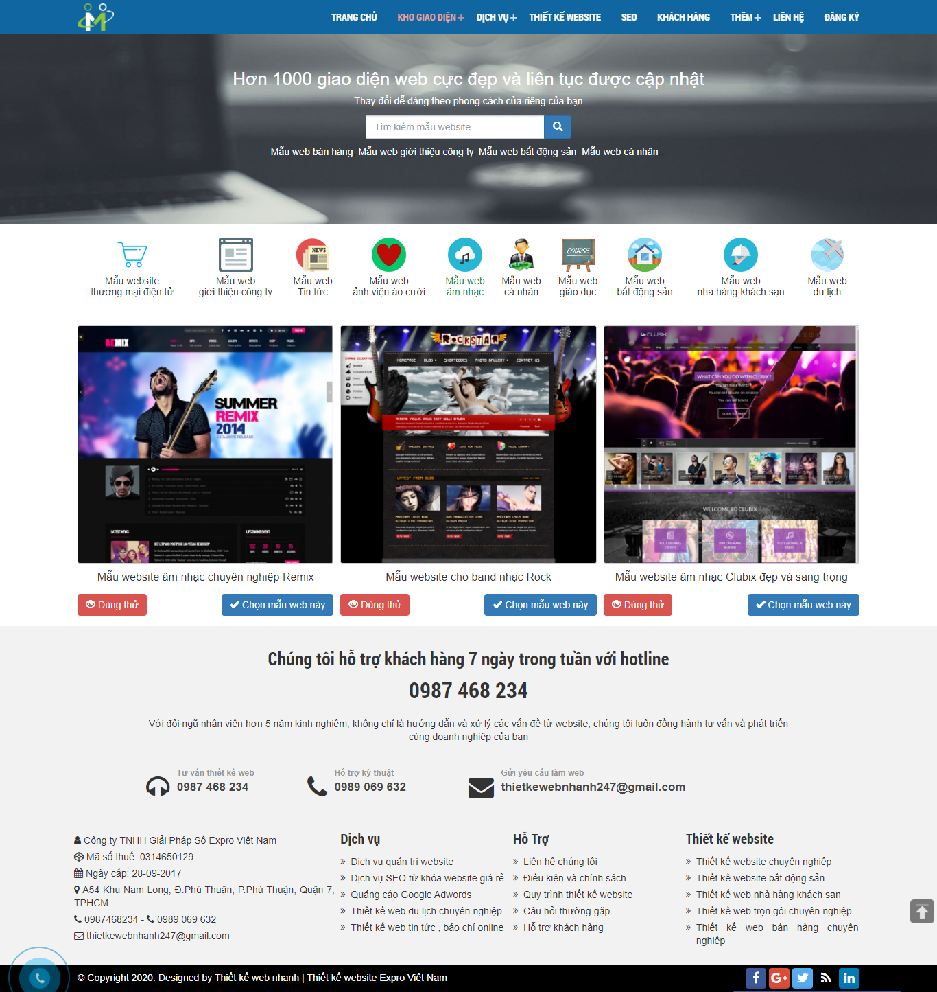 Thiết kế Website web âm nhạc - thietkewebnhanh247com