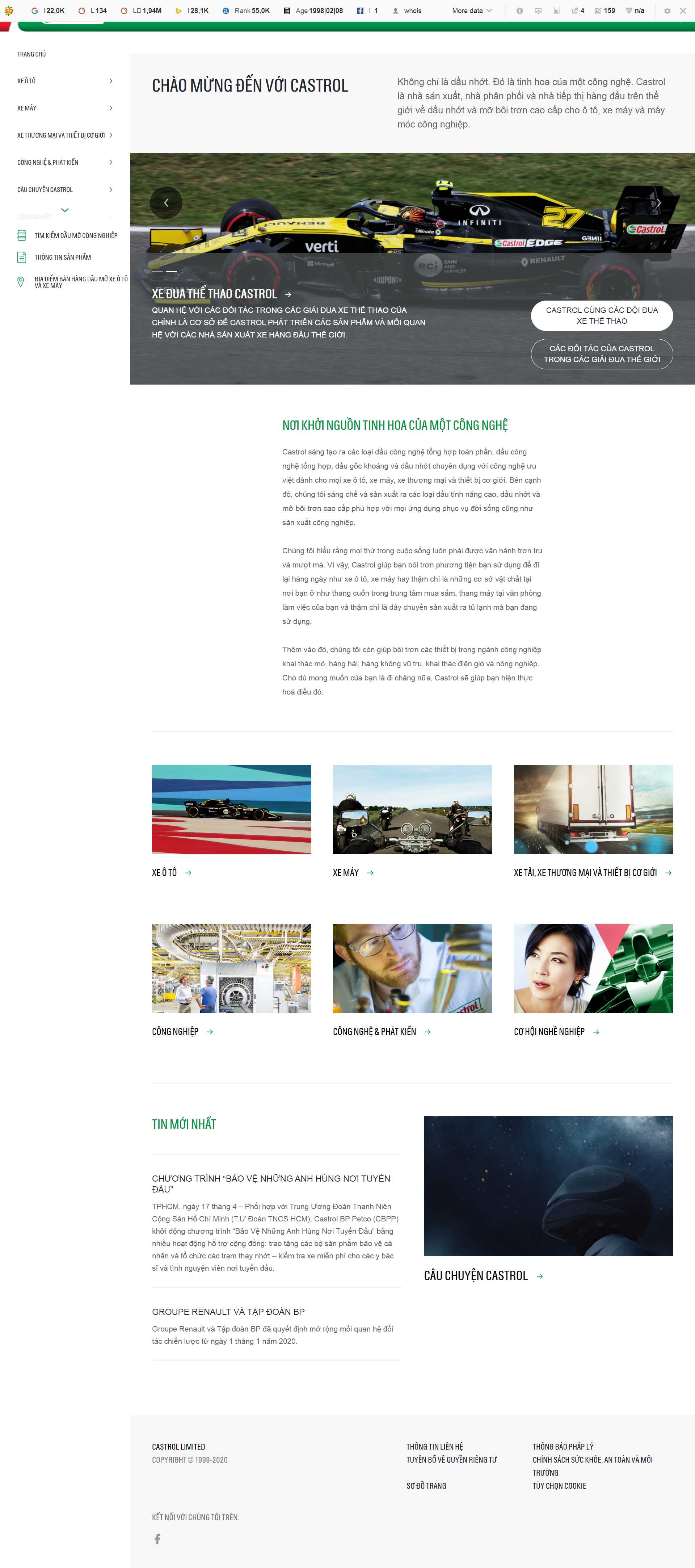 Thiết kế Website web dầu nhớt - wwwcastrolcom