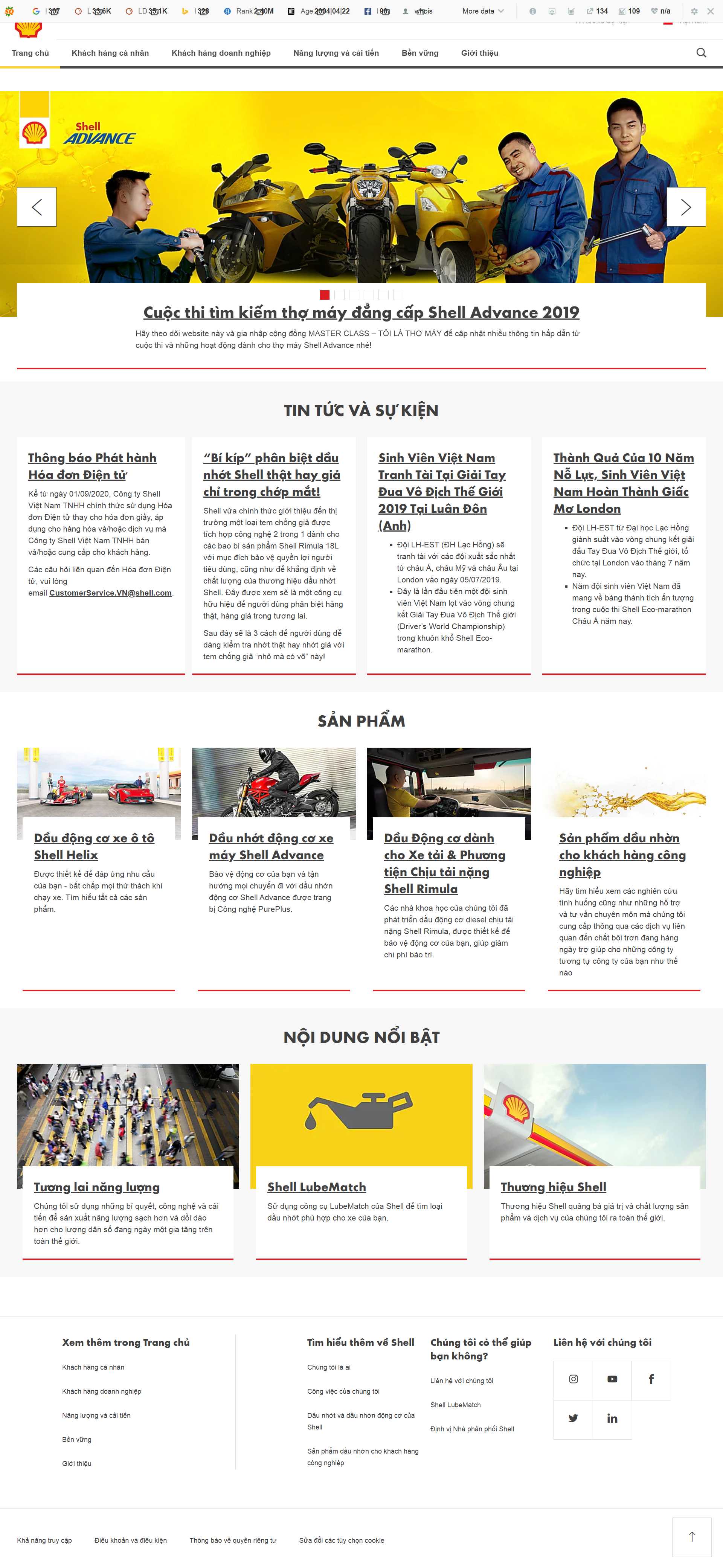 Thiết kế Website web dầu nhớt - wwwshellcomvn
