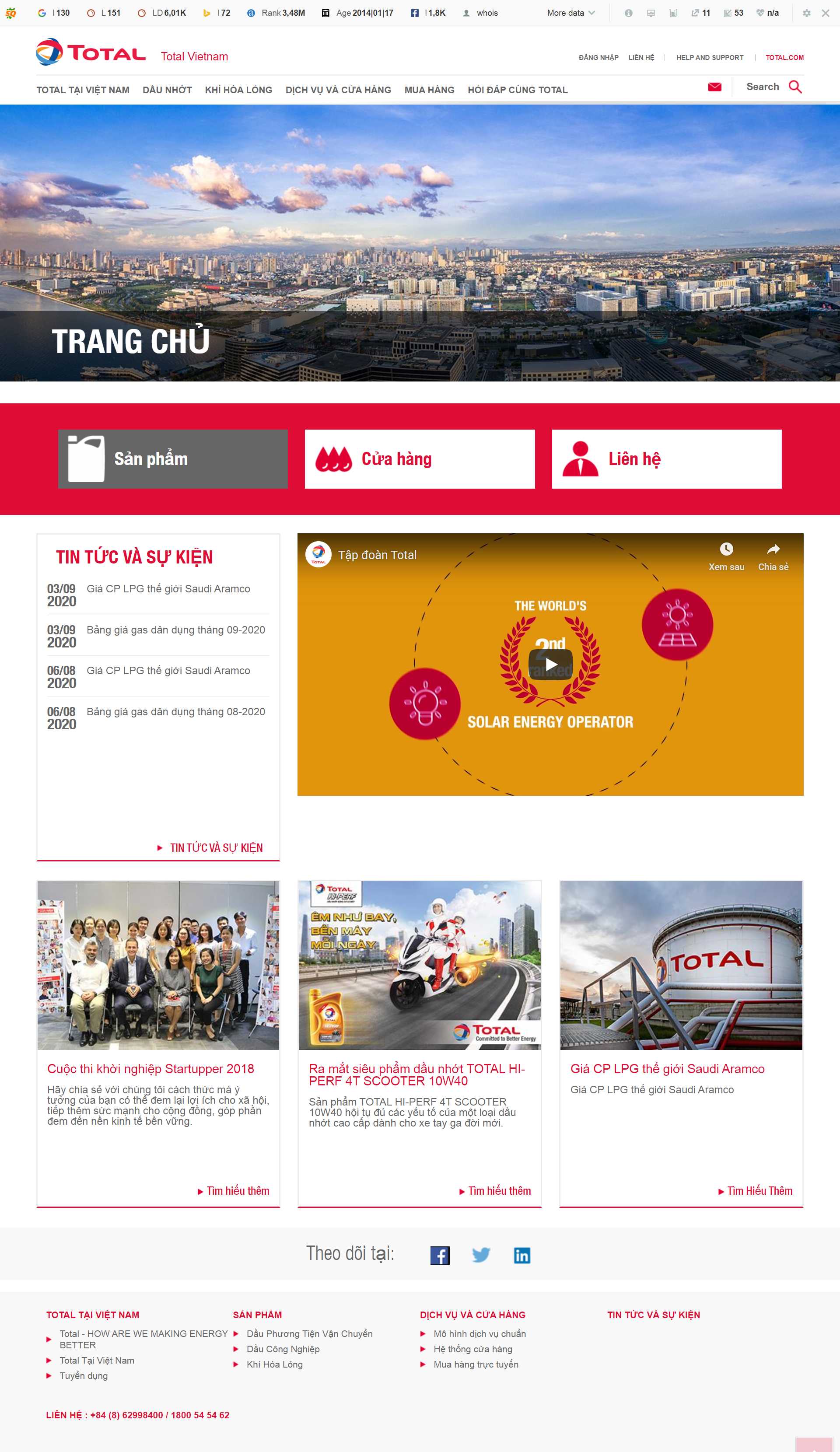 Thiết kế Website web dầu nhớt - wwwtotalcomvn
