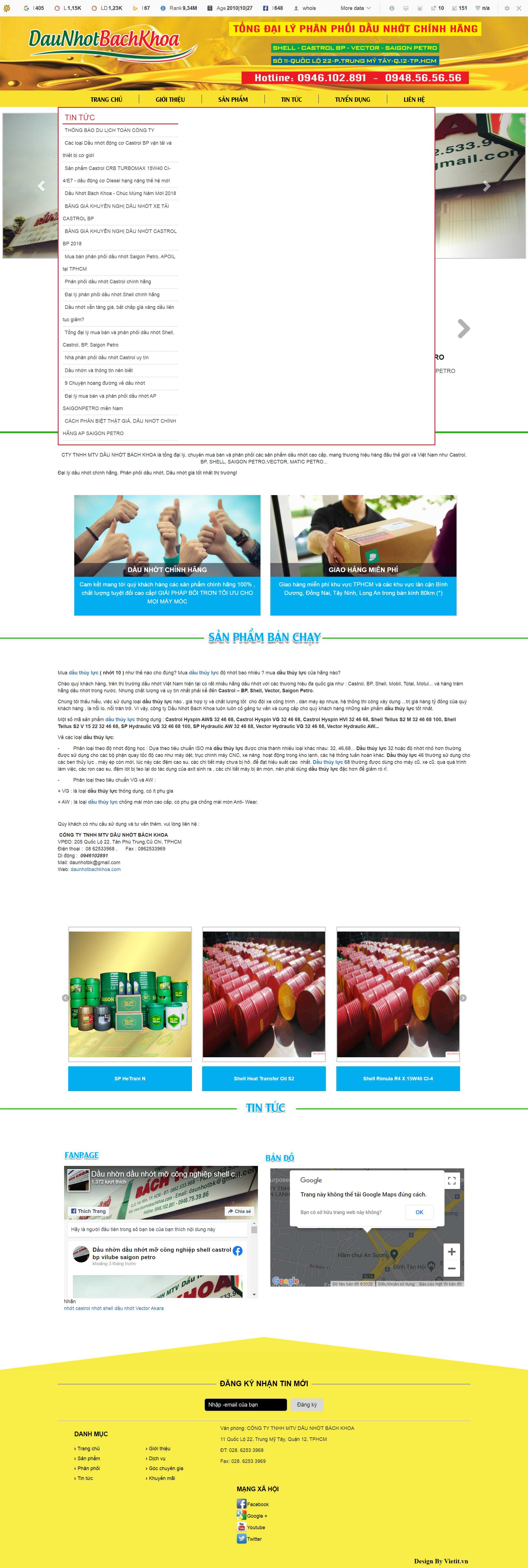 Thiết kế Website web dầu nhớt - daunhotbachkhoacom