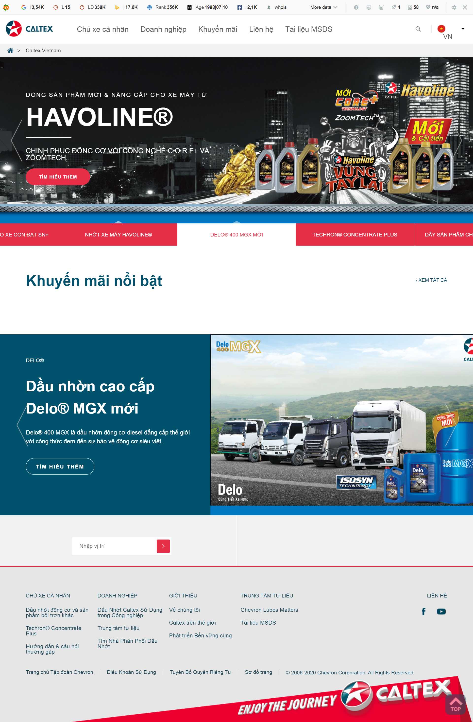 Thiết kế Website web dầu nhớt - wwwcaltexcom