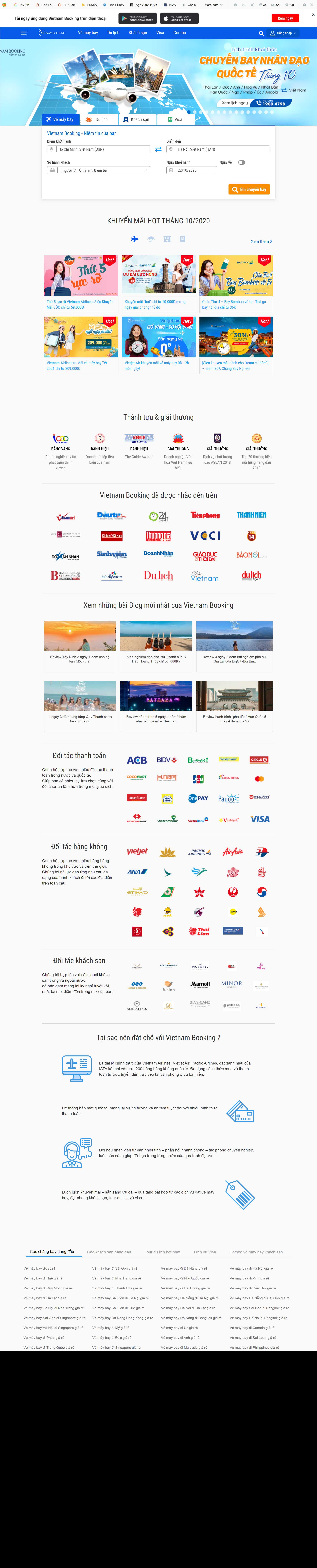 Thiết kế Website web đặt phòng khách sạn - wwwvietnambookingcom
