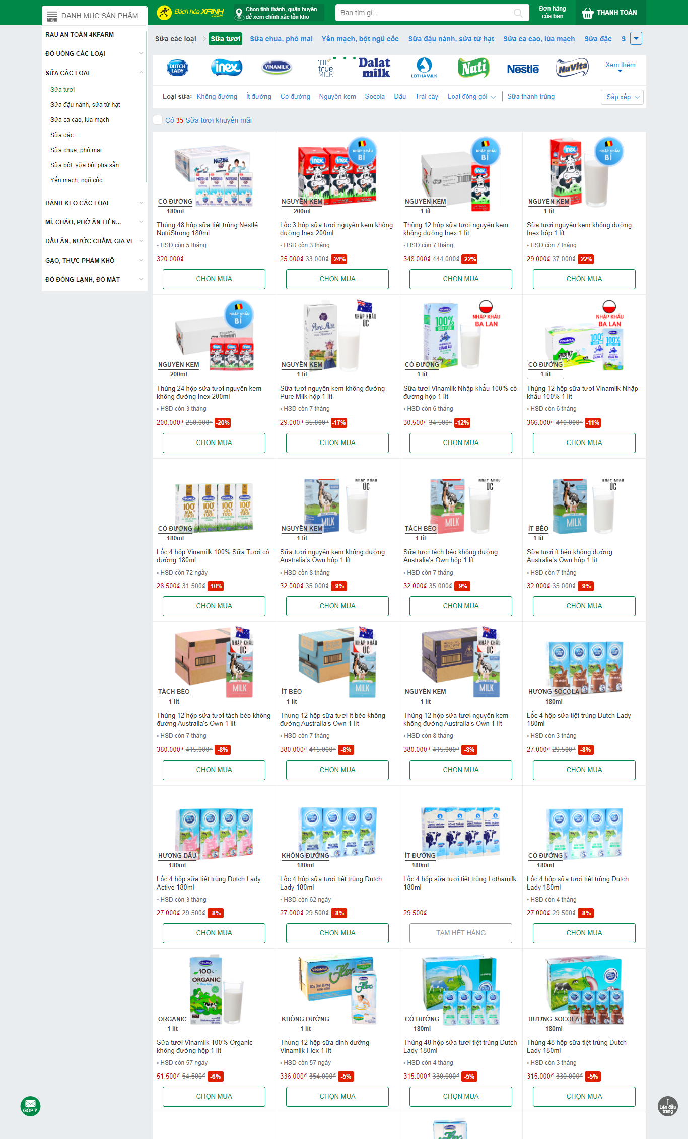 Thiết kế Website web bán sữa - wwwbachhoaxanhcom