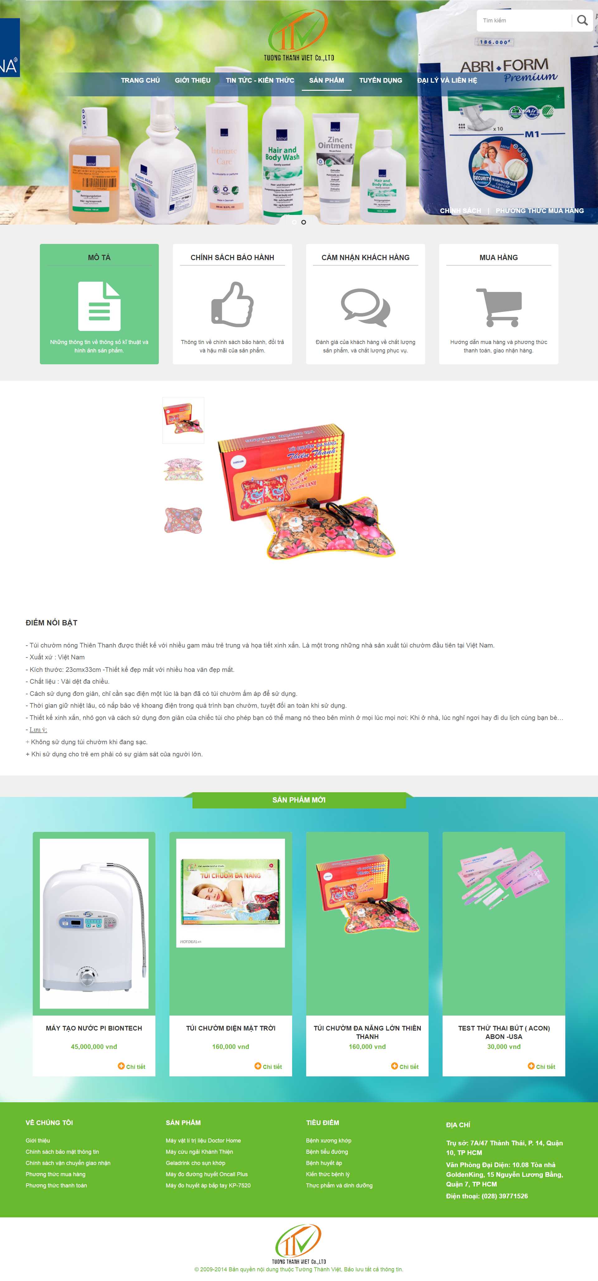 Thiết kế Website web túi chườm - tuongthanhvietcom