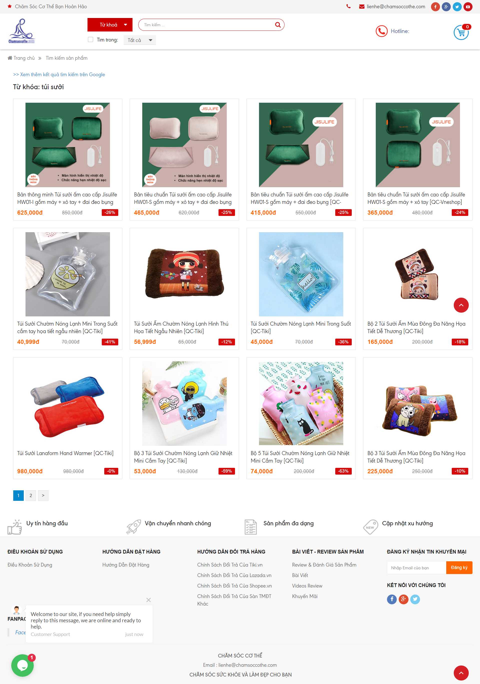 Thiết kế Website web túi chườm - chamsoccothecom