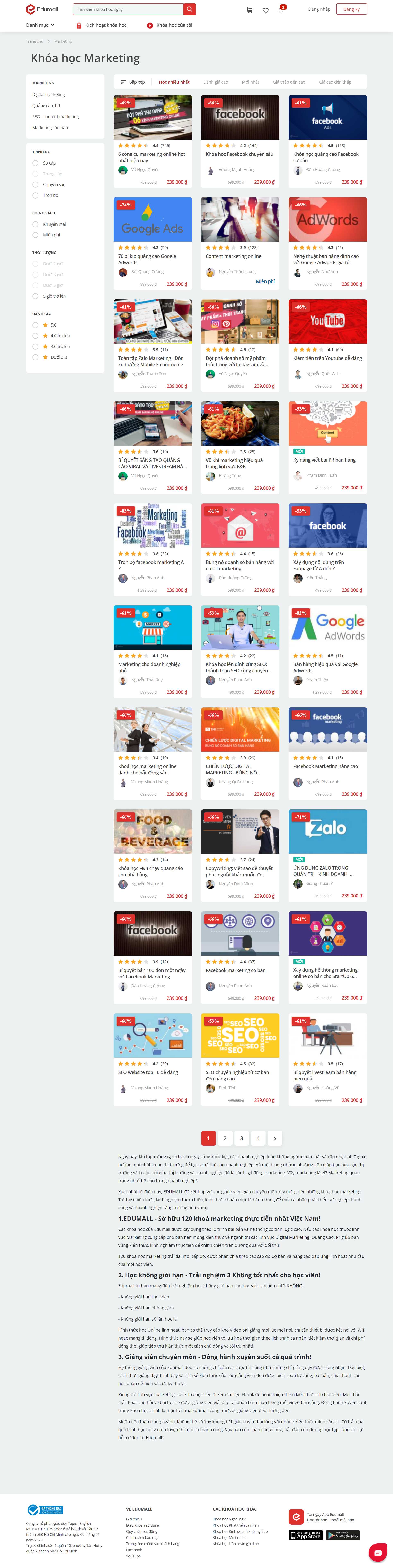 Thiết kế Website web đào tạo - edumallvn