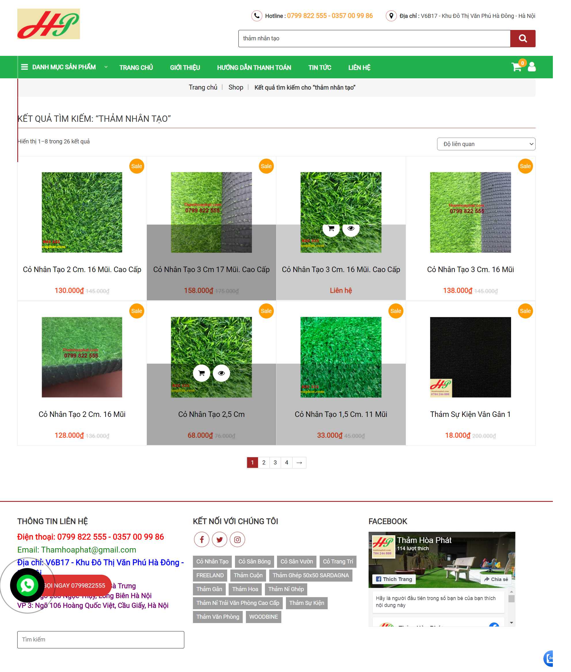 Thiết kế Website web thảm nhân tạo - thamhoaphatcom
