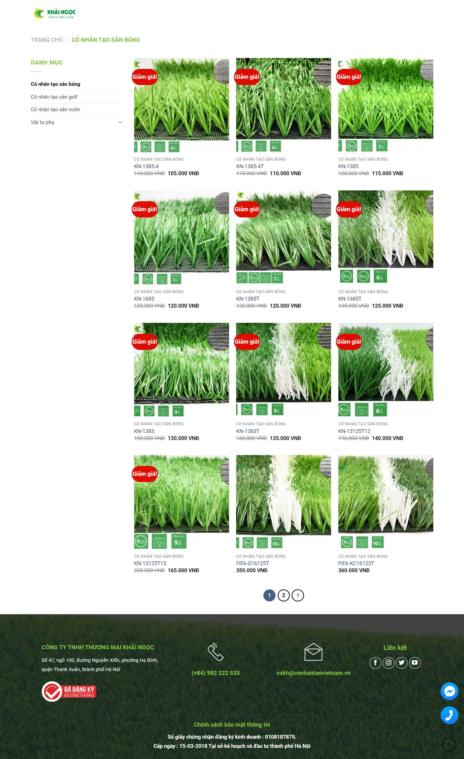 Thiết kế Website web thảm cỏ nhân tạo - conhantaovietnamvn