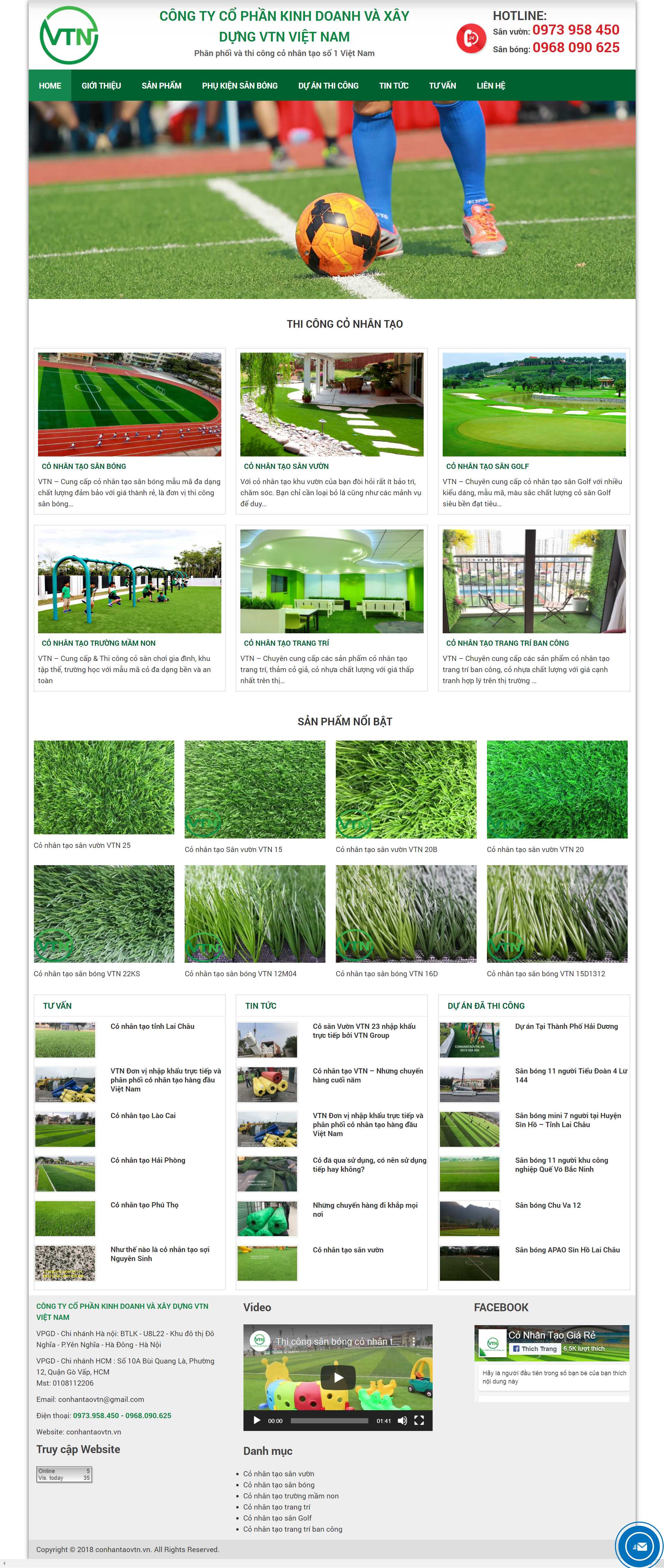 Thiết kế Website web thảm cỏ nhân tạo - conhantaovtnvn