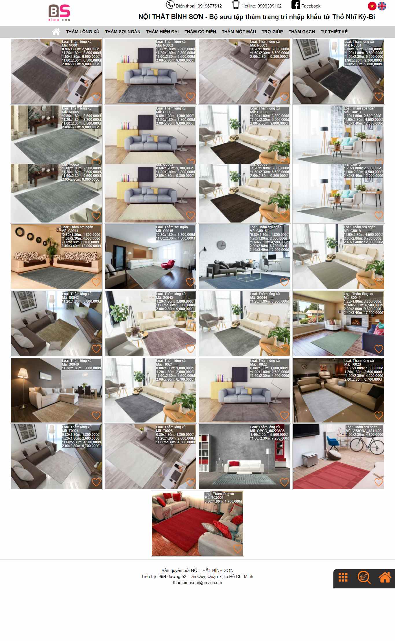 Thiết kế Website web thảm nhân tạo - thamtrangtrithambinhsoncom