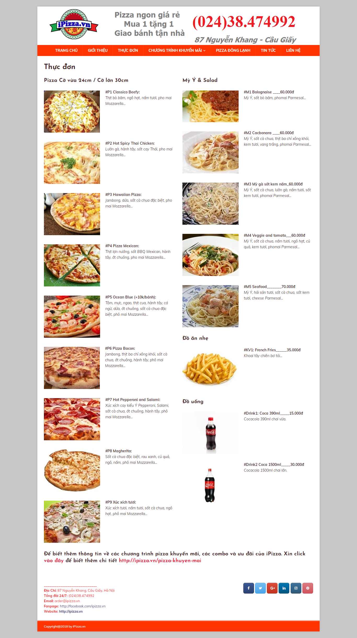 Thiết kế Website web bánh pizza - ipizzavn