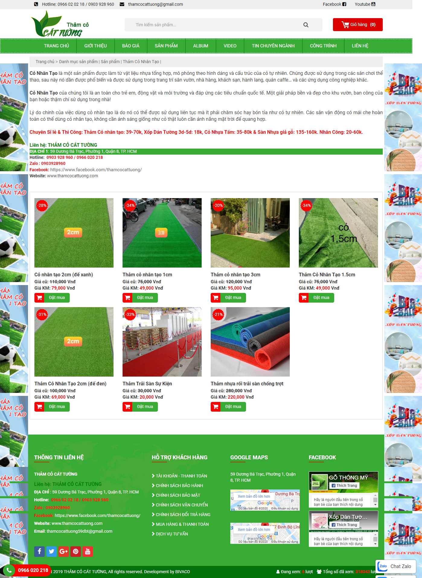 Thiết kế Website web thảm nhân tạo - thamcocattuongcom