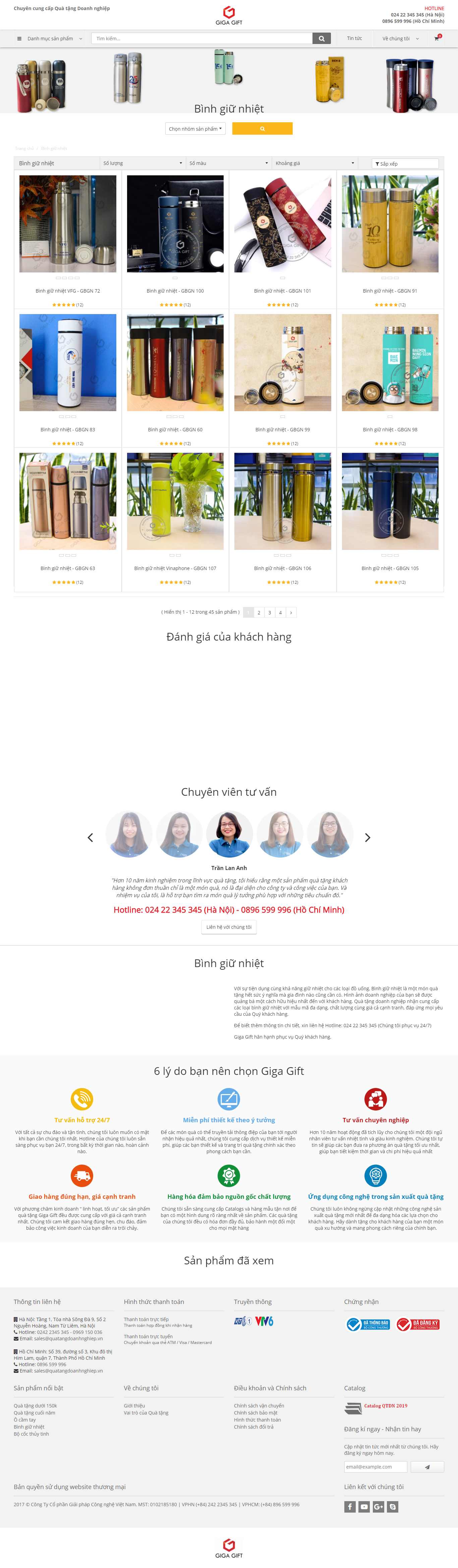 Thiết kế Website web bình giữ nhiệt - quatangdoanhnghiepvn