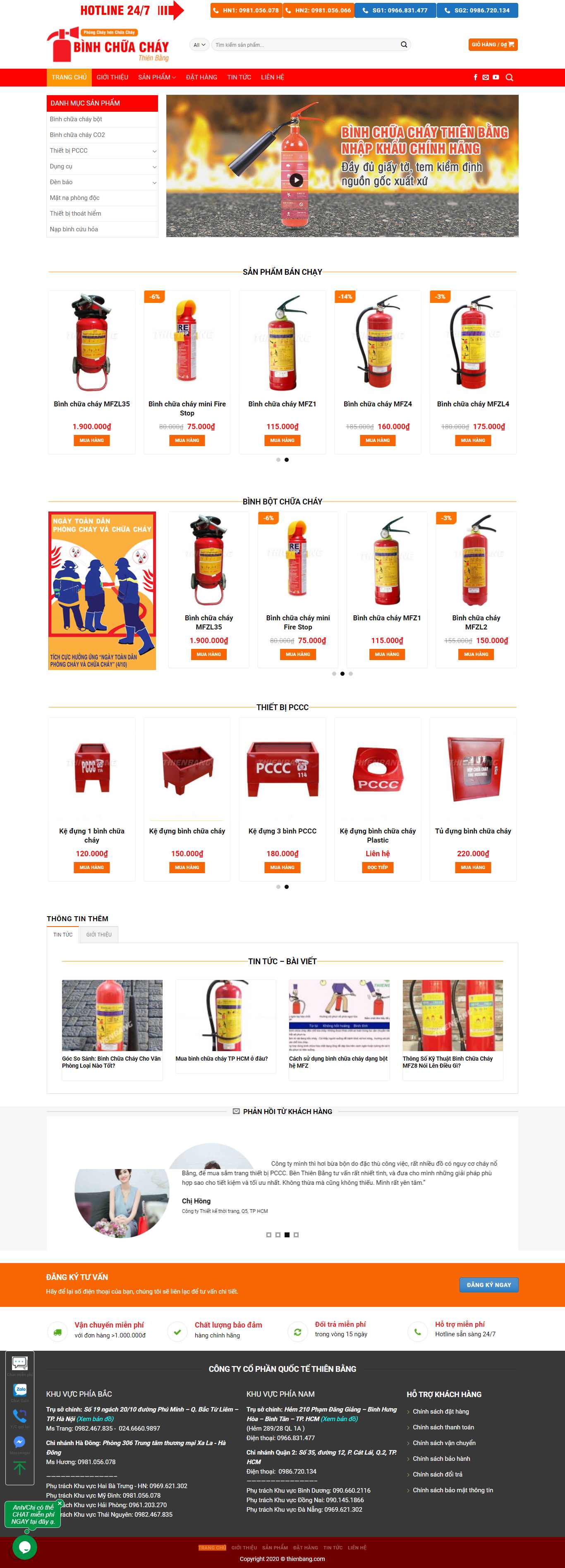 Thiết kế Website web bình chữa cháy - bccthienbangcom