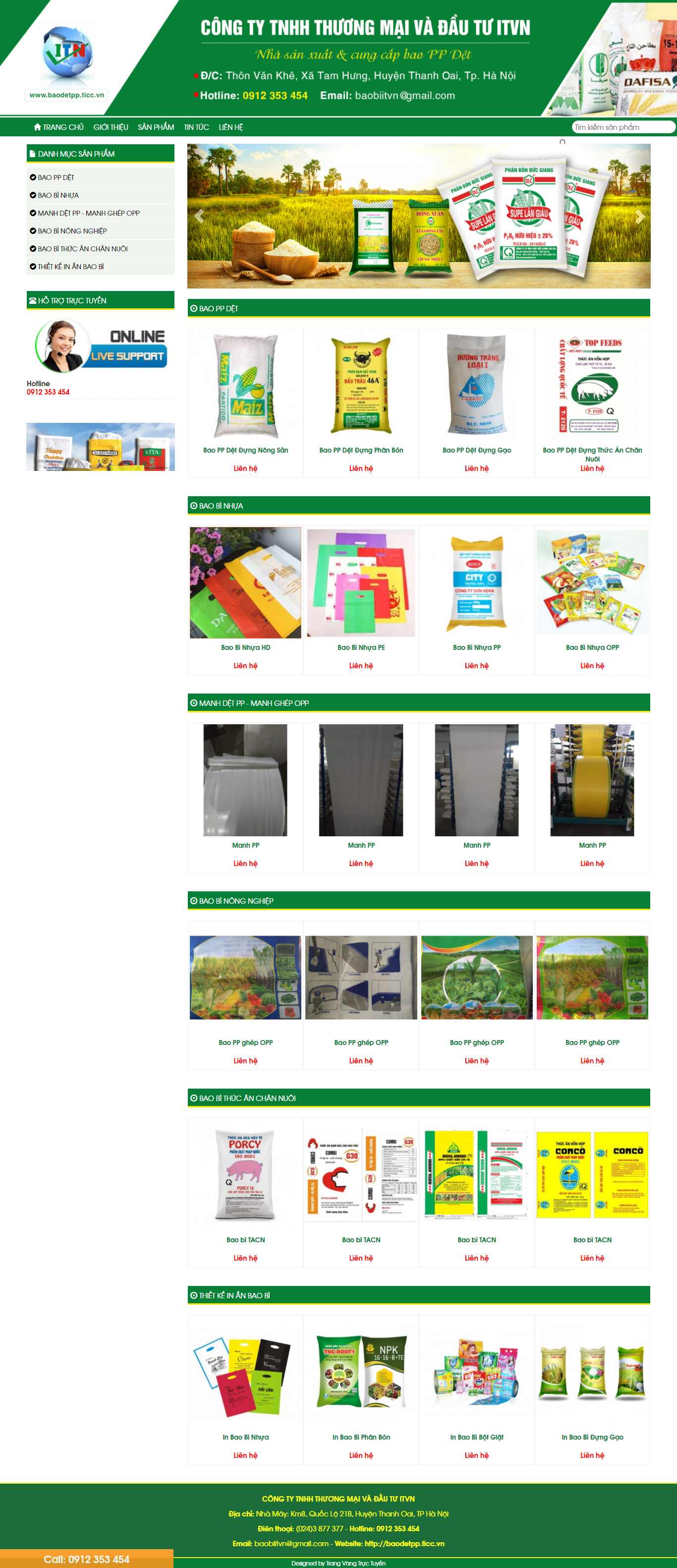 Thiết kế Website web bao bì - baodetppticcvn