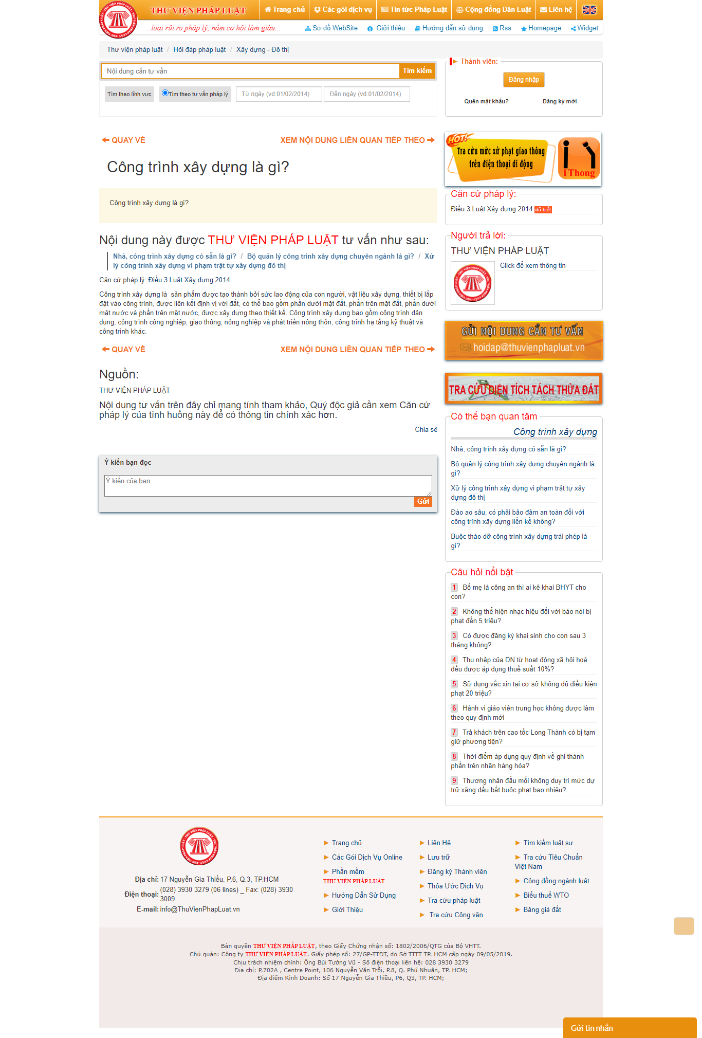 Thiết kế Website web công trình xây dựng - hoidapthuvienphapluatvn