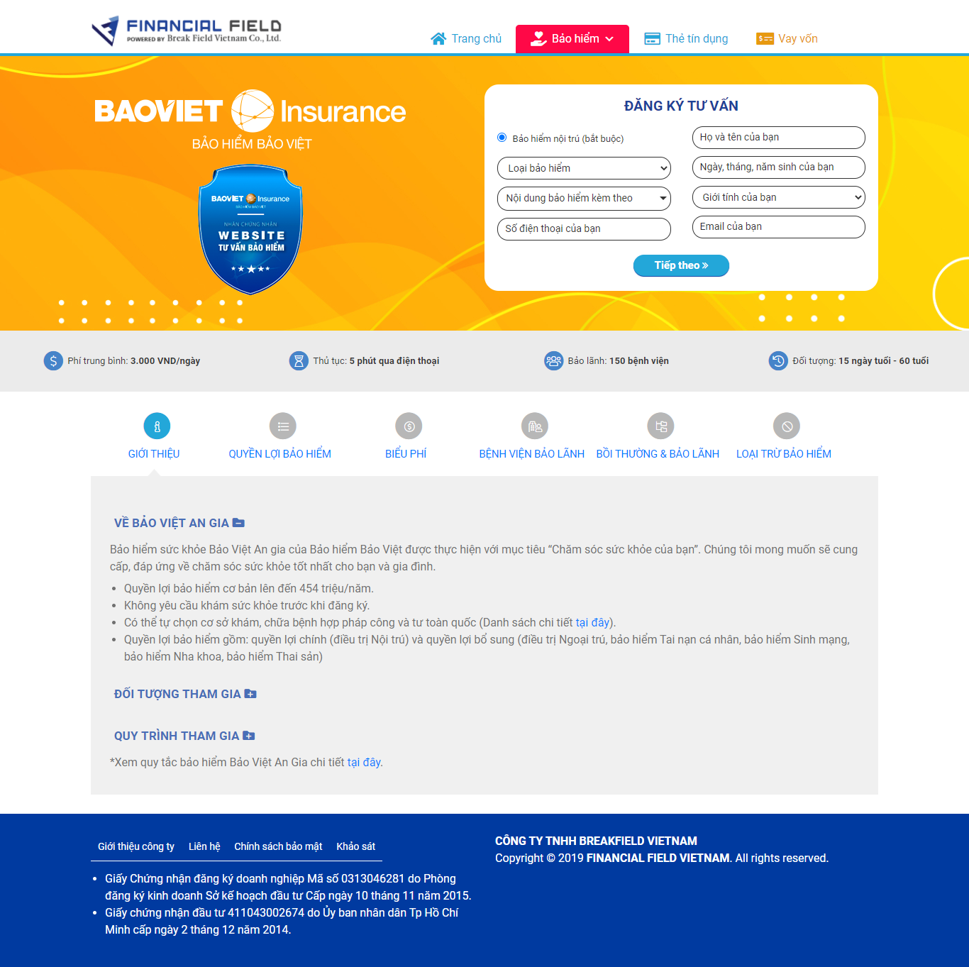 Thiết kế Website web công ty bảo hiểm - financialfieldvn