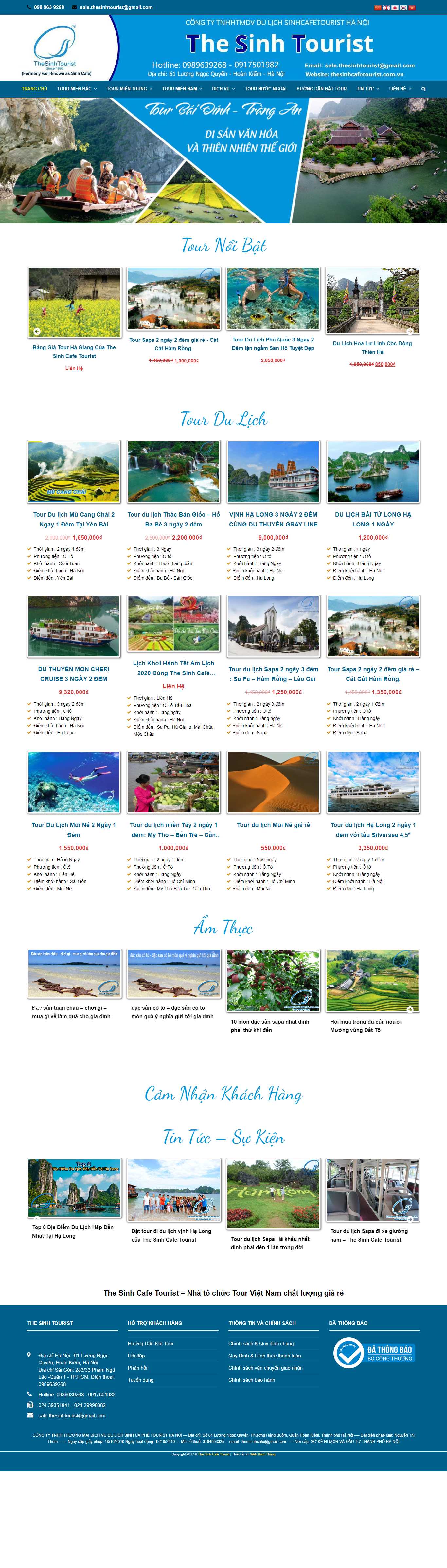 Thiết kế Website web công ty du lịch - thesinhcafetouristcomvn
