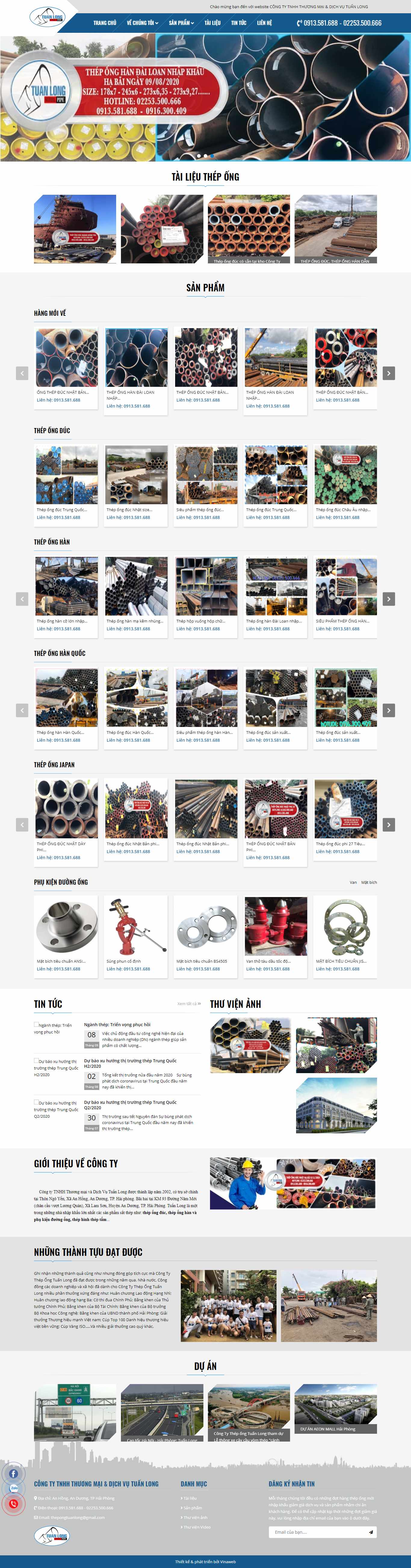 Thiết kế Website web công ty thép - thepongtuanlongvn