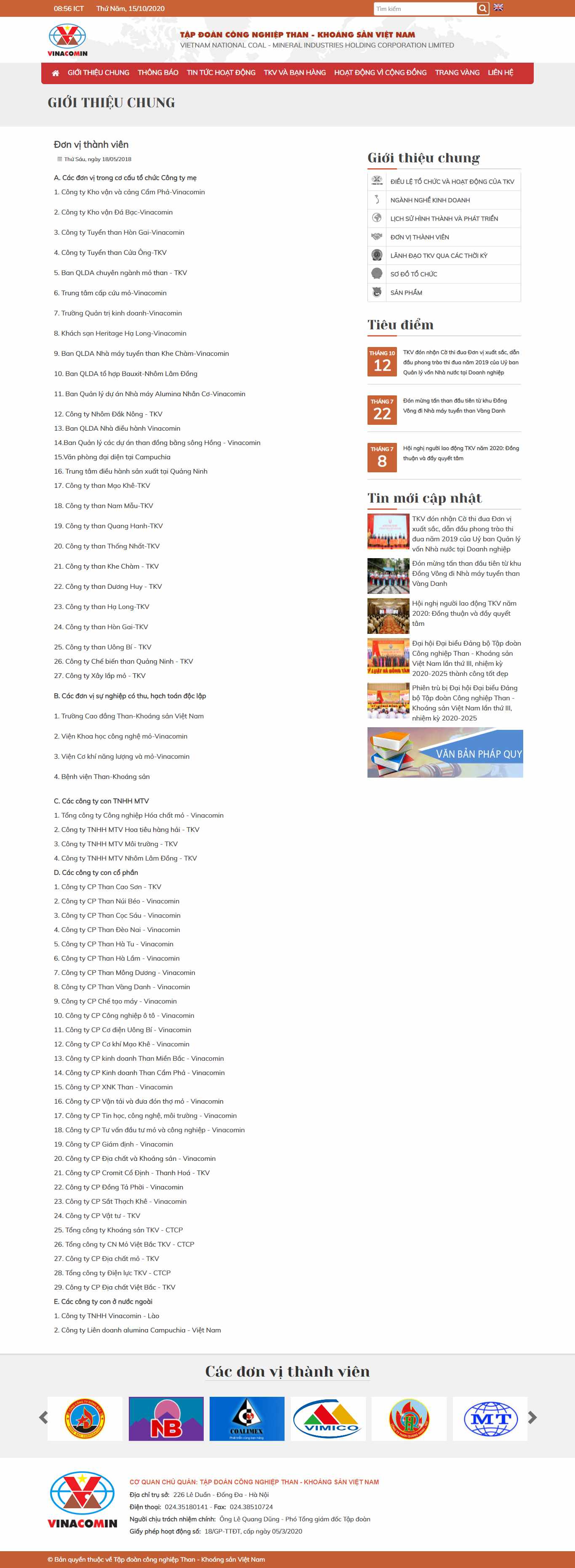 Thiết kế Website web công ty than - wwwvinacominvn