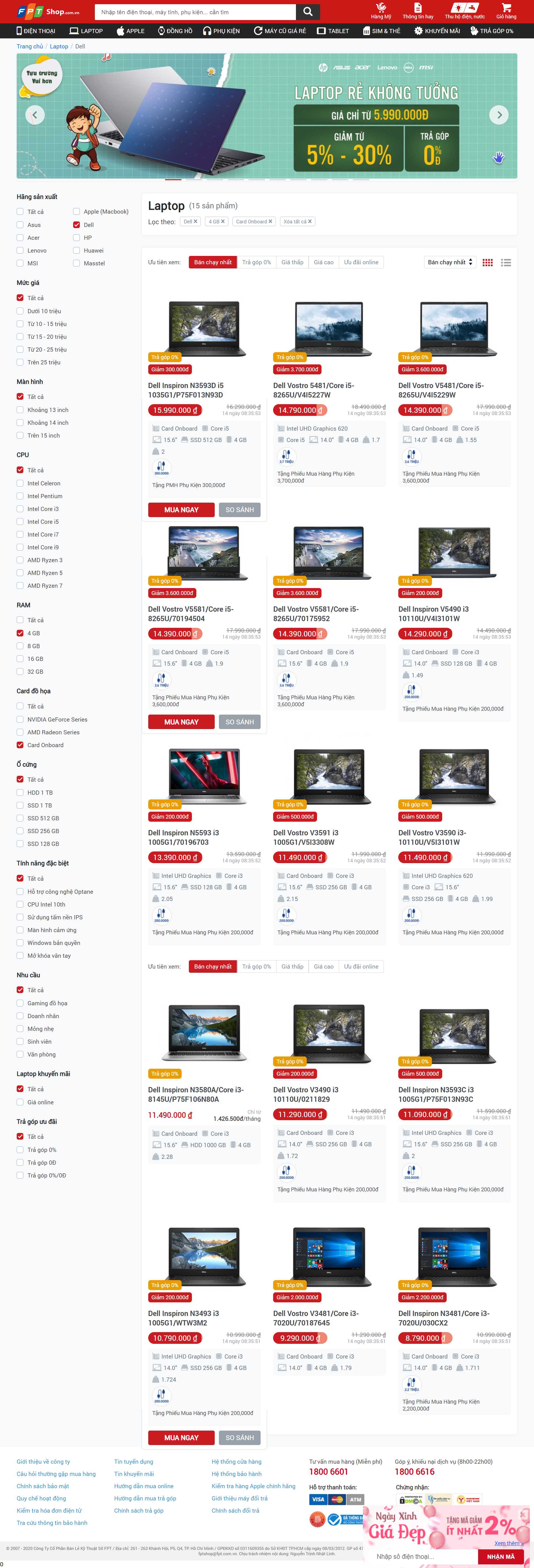 Thiết kế Website web bán laptop - fptshopcomvn