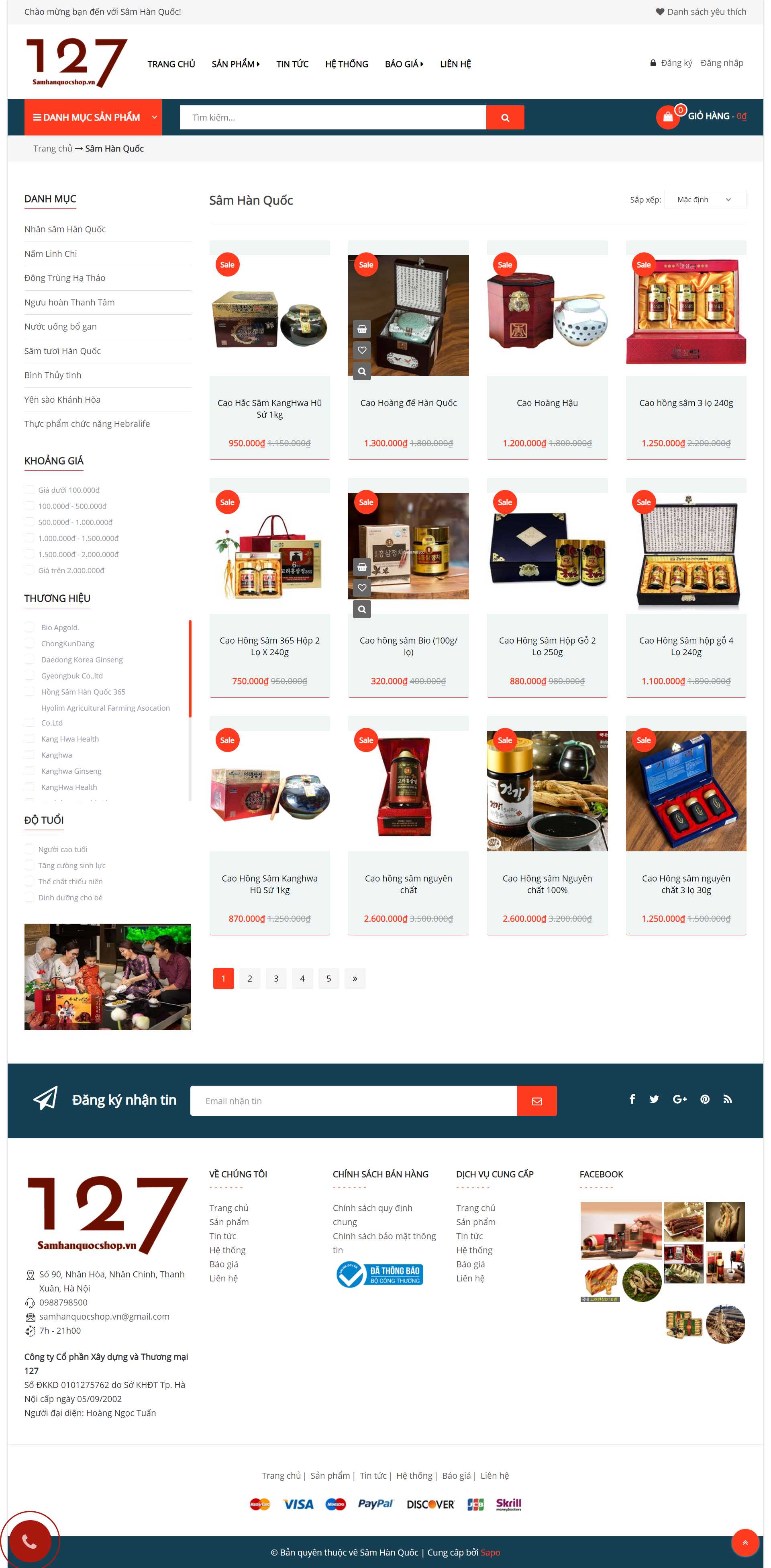 Thiết kế Website web bán nhân sâm - samhanquocshopvn