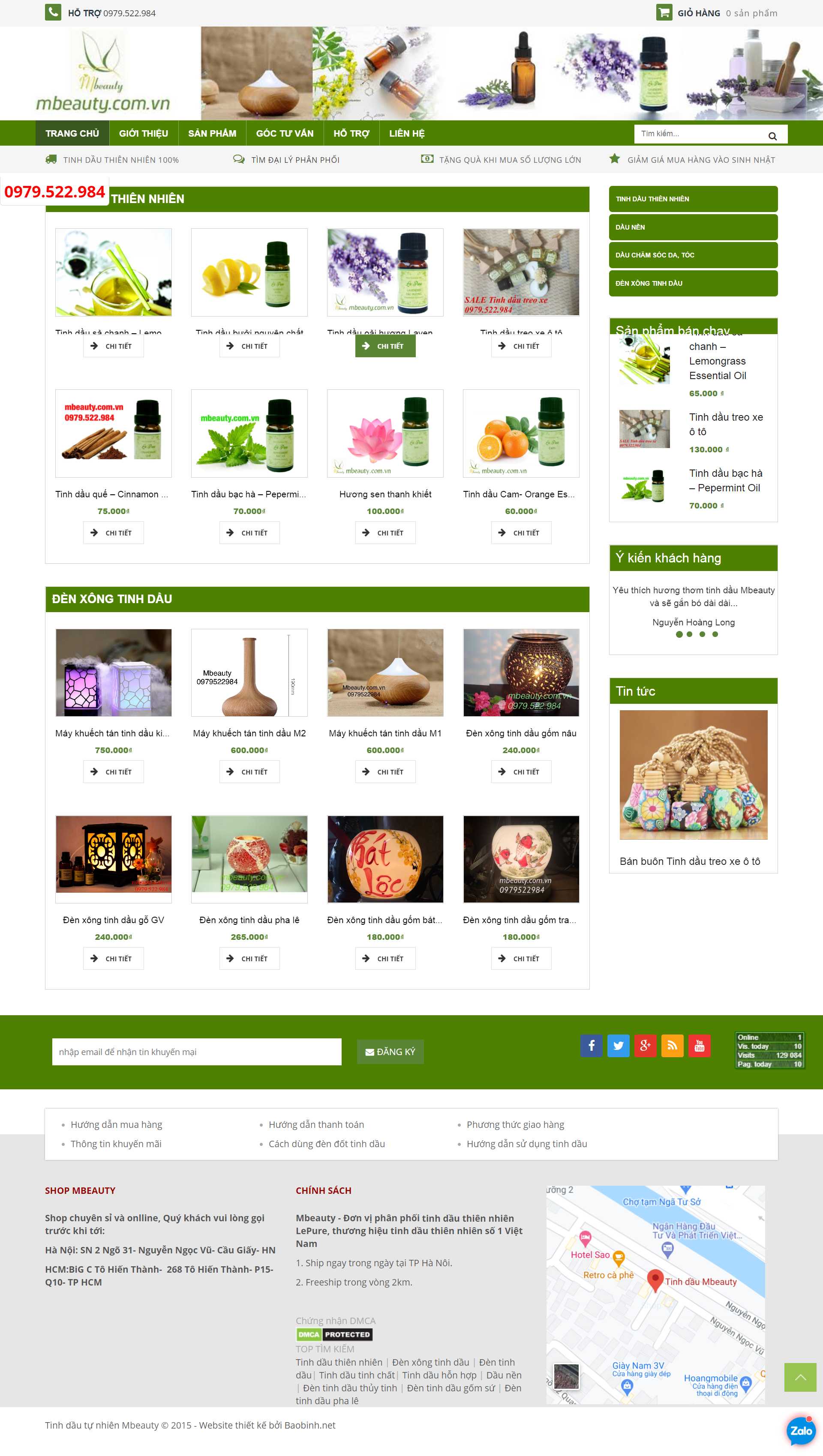 Thiết kế Website web bán tinh dầu - mbeautycomvn