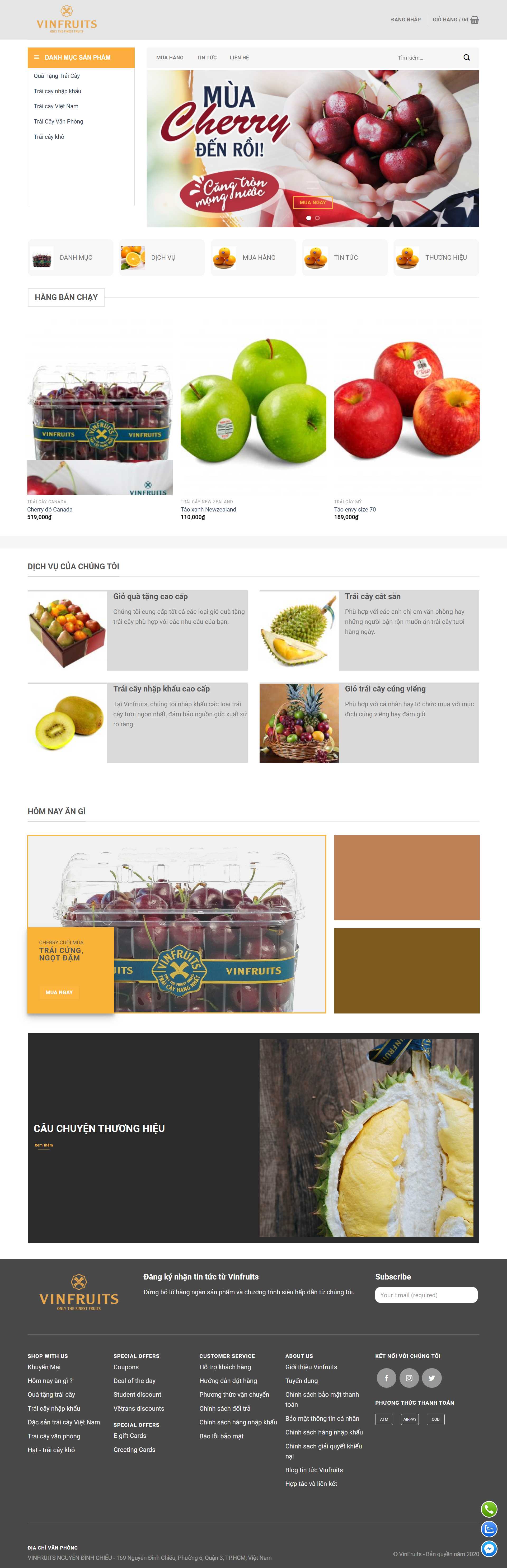 Thiết kế Website web bán trái cây - vinfruitscom
