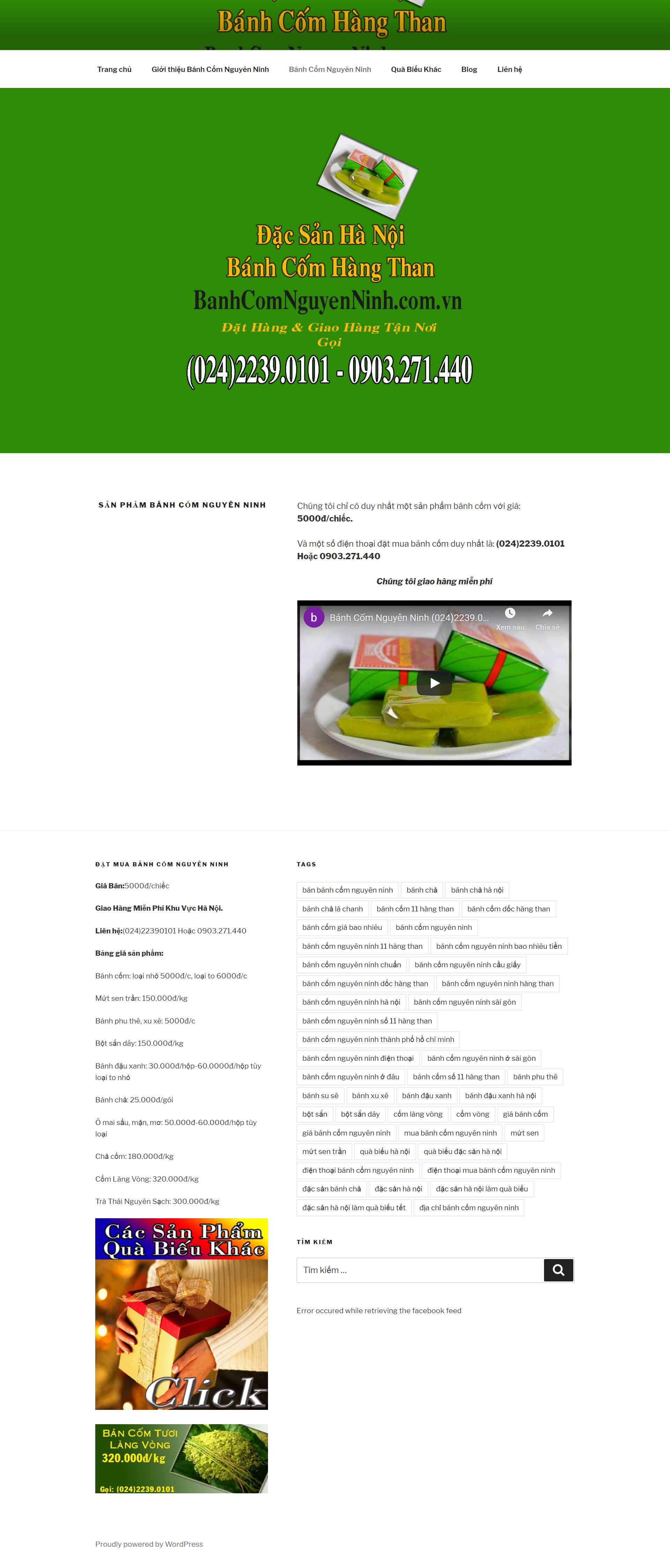 Thiết kế Website web bánh cốm - banhcomnguyenninhcomvn