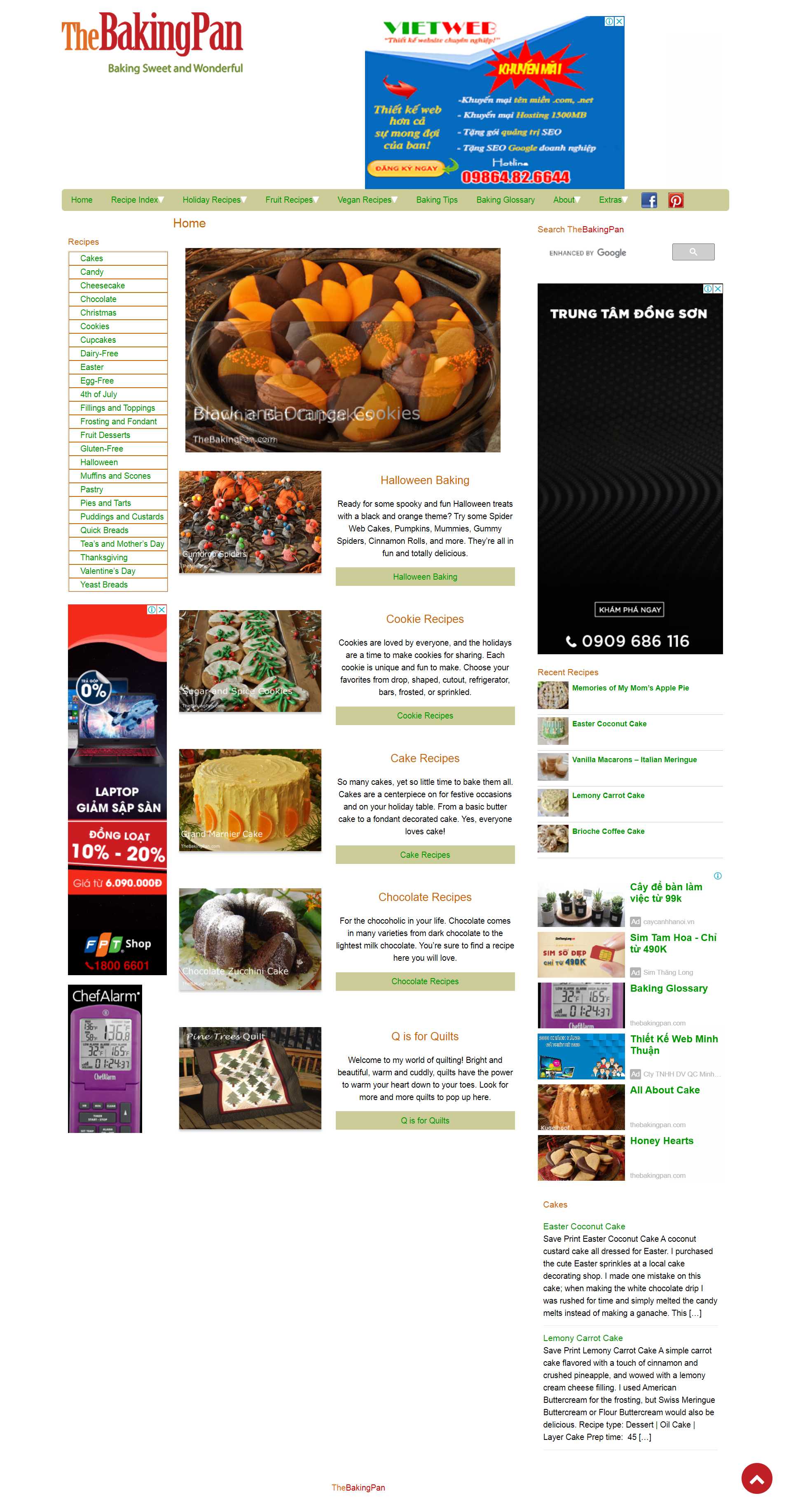 Thiết kế Website web bánh kẹo - thebakingpancom