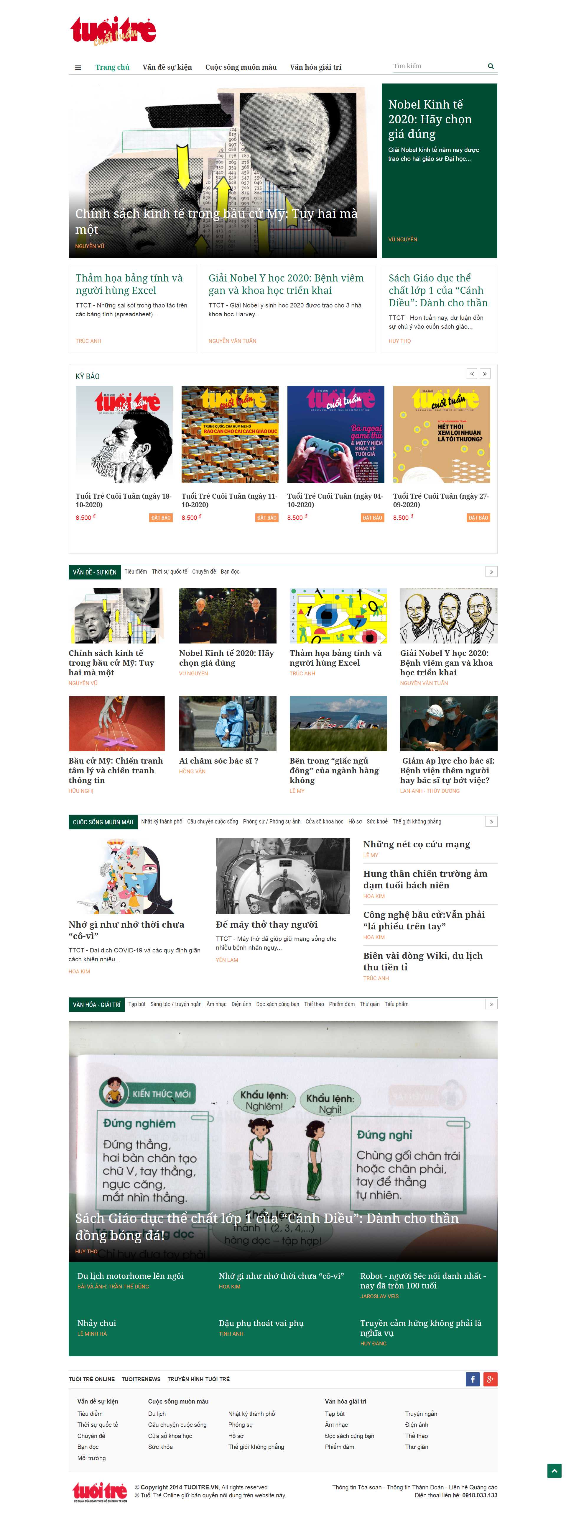 Thiết kế Website web báo điện tử - tuoitrevn