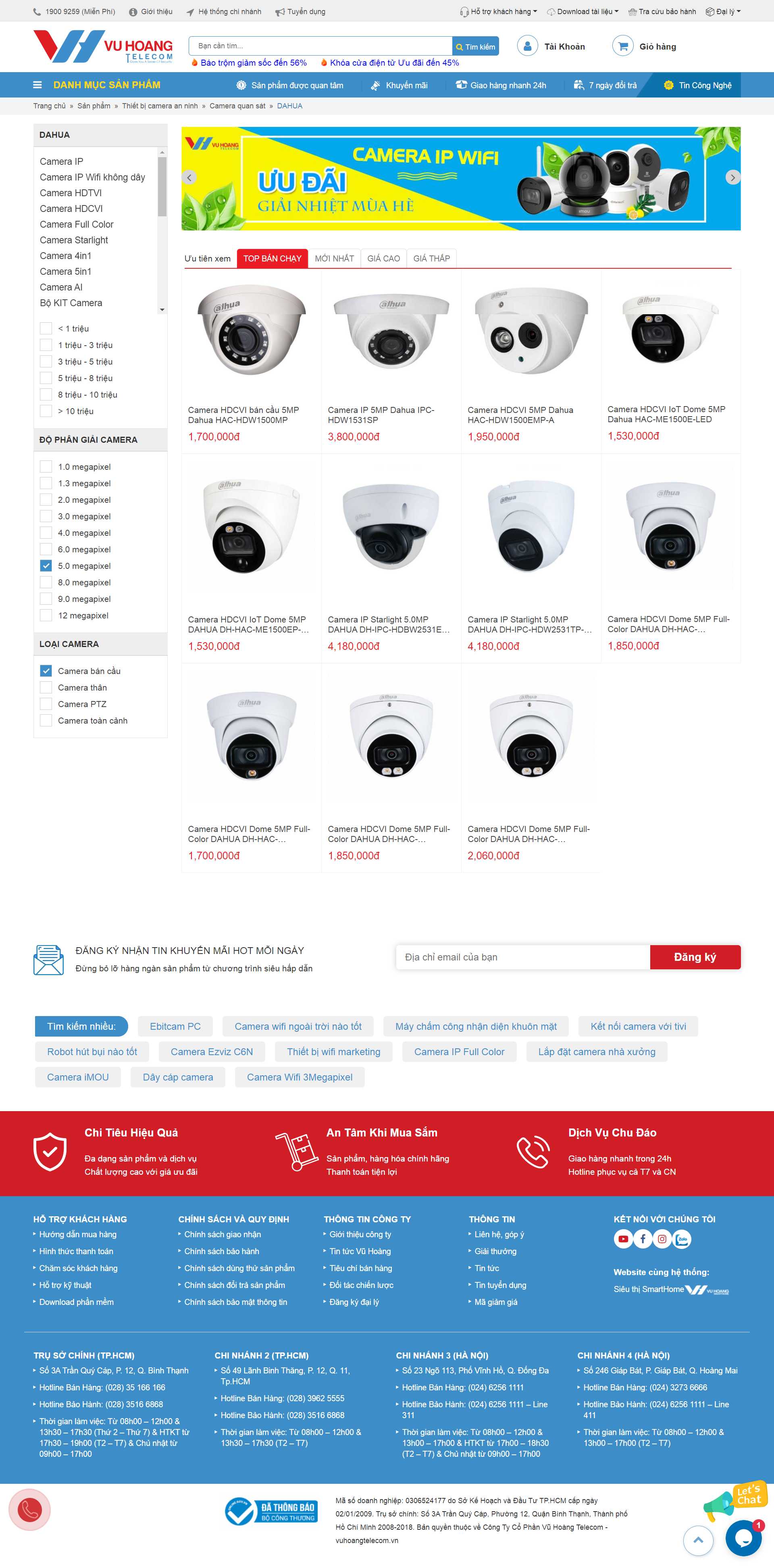 Thiết kế Website web camera giám sát - vuhoangtelecomvn