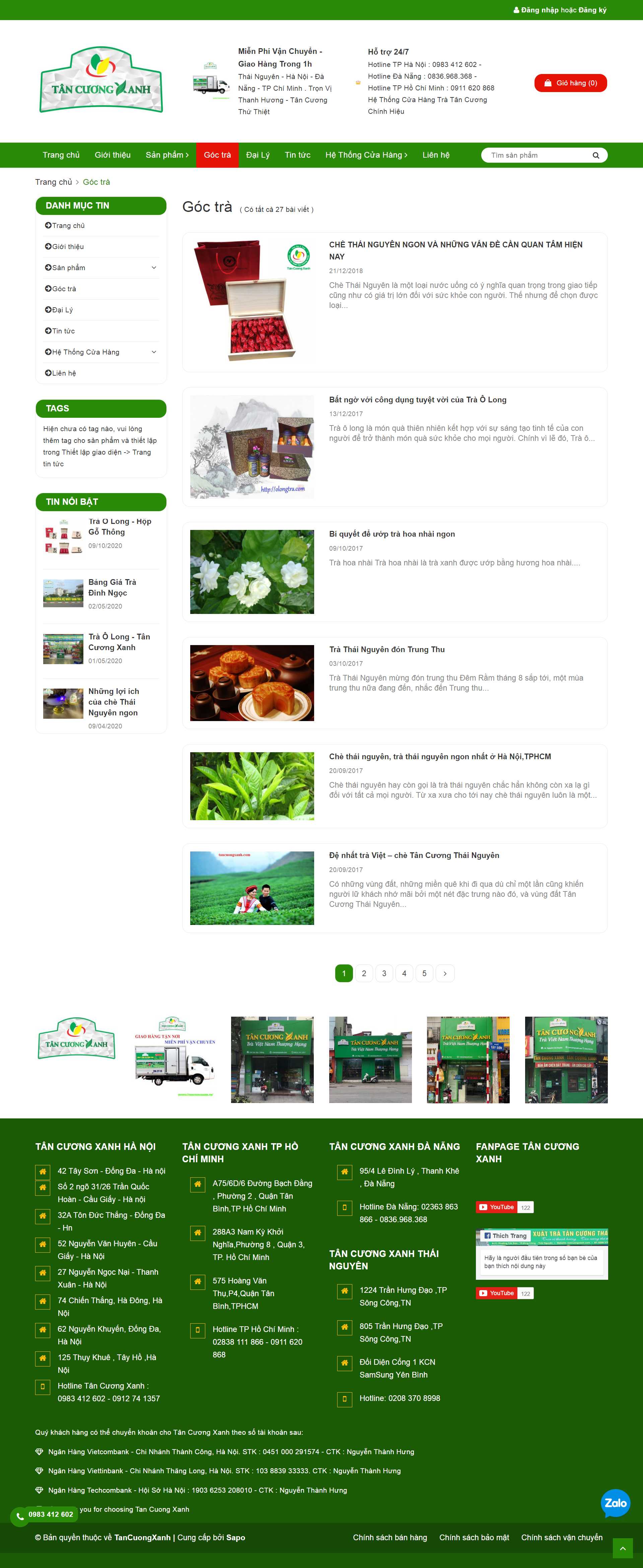 Thiết kế Website web chè thái nguyên - tancuongxanhvn