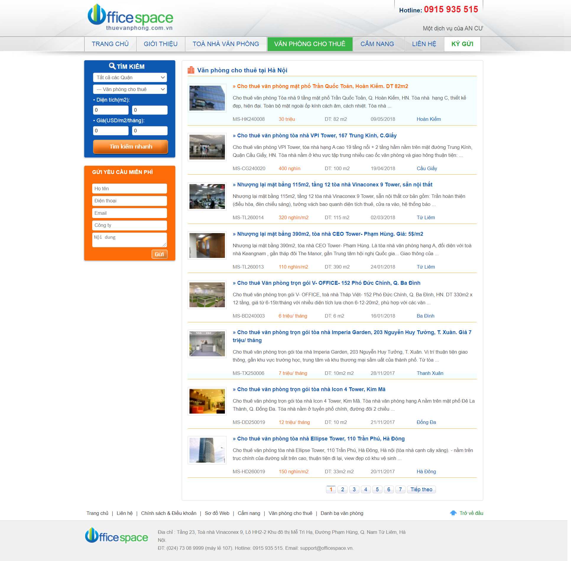 Thiết kế Website web cho thuê văn phòng - thuevanphongcomvn