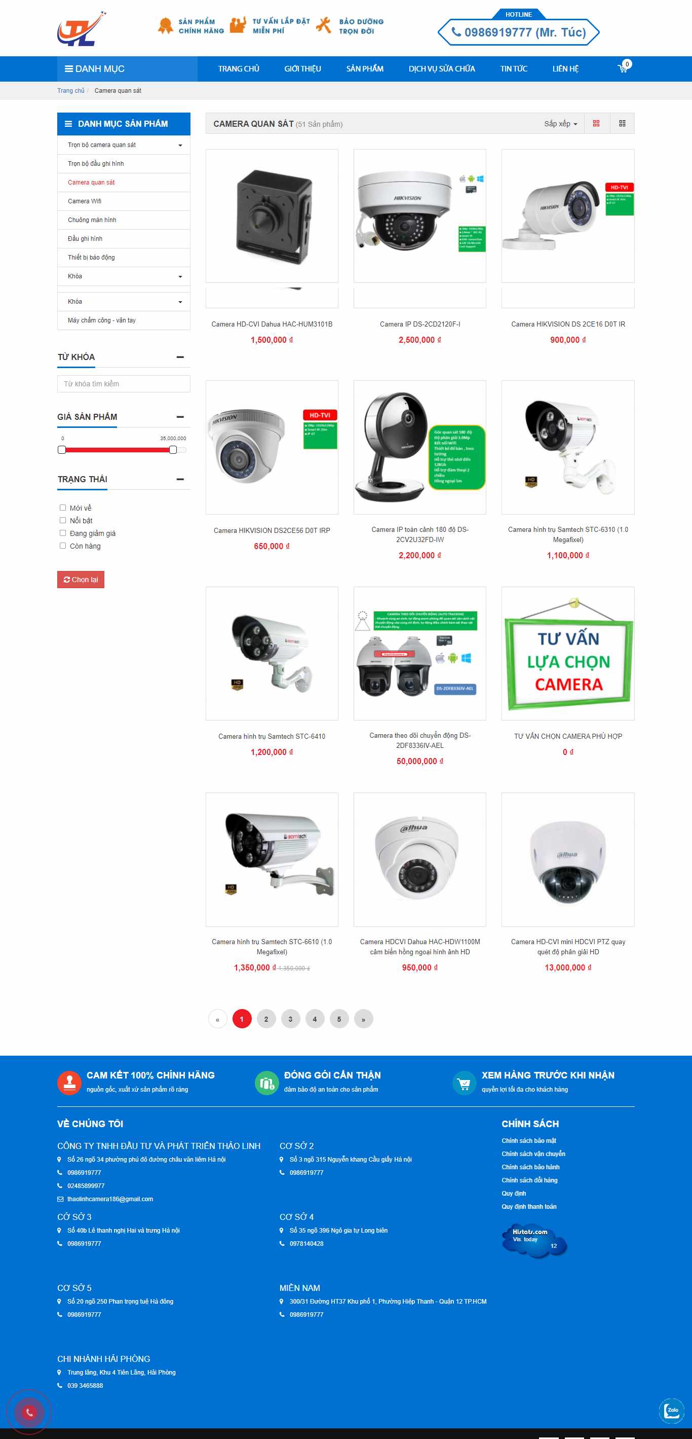 Thiết kế Website web camera quan sát - thaolinhcameravn