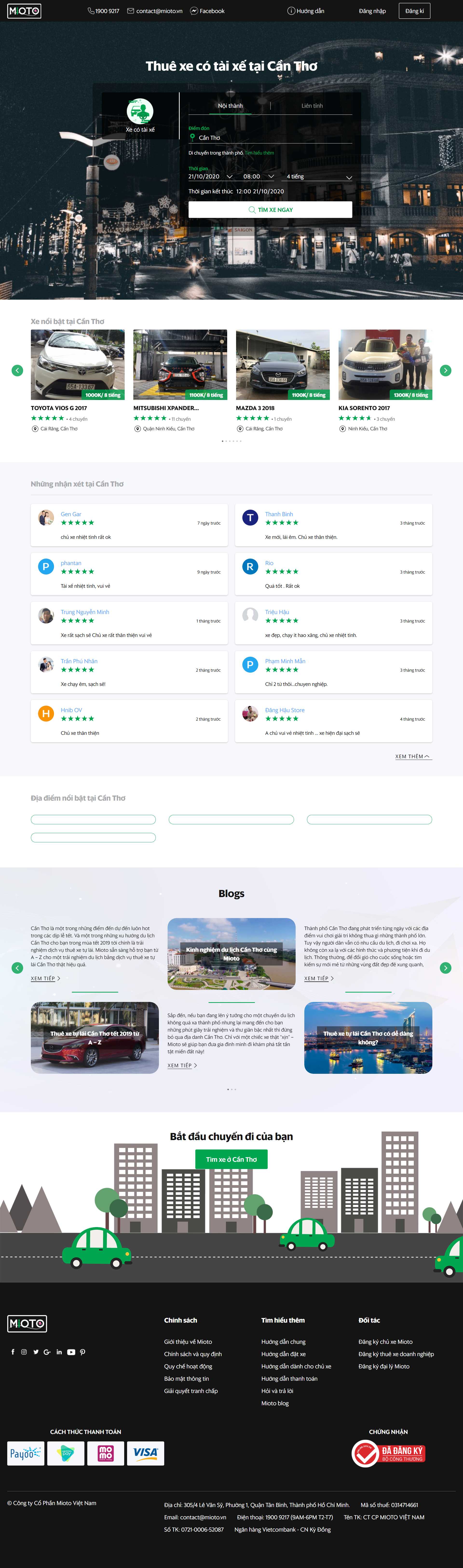 Thiết kế Website web cho thuê xe - wwwmiotovn