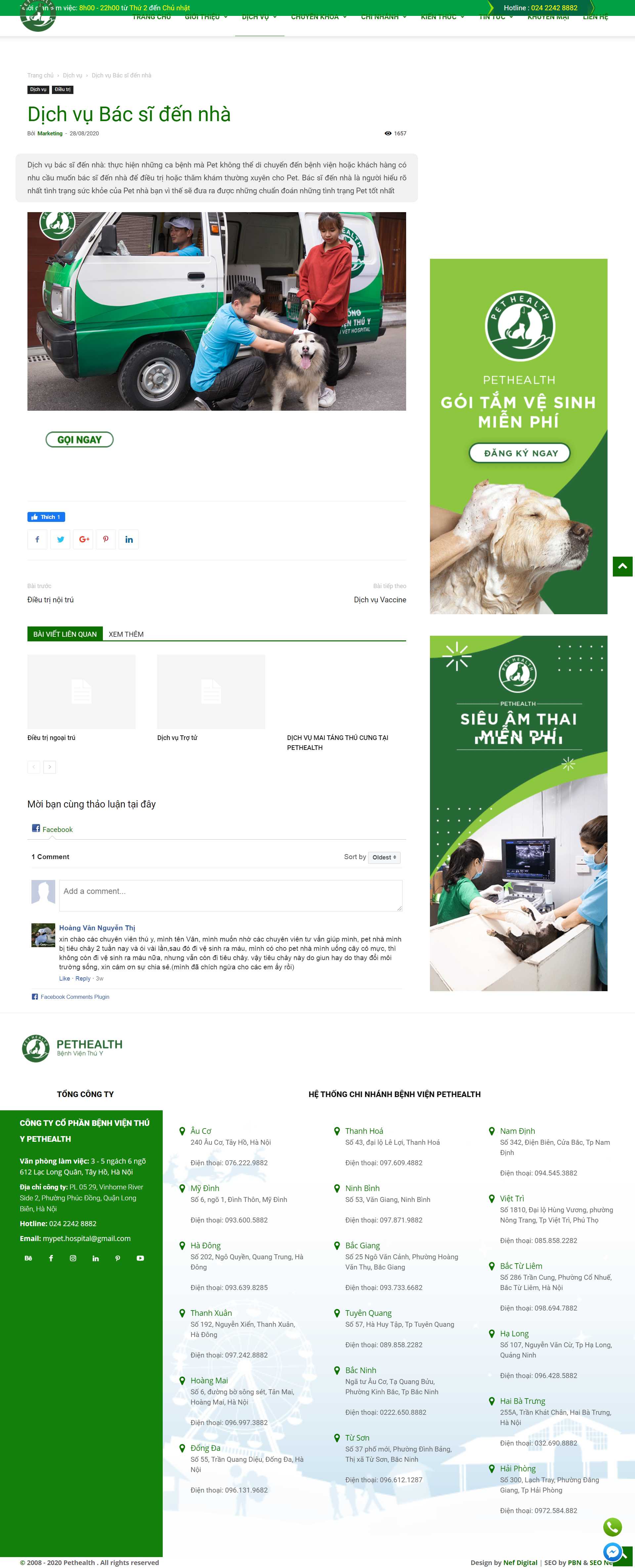 Thiết kế Website web dịch vụ thú y - pethealthvn