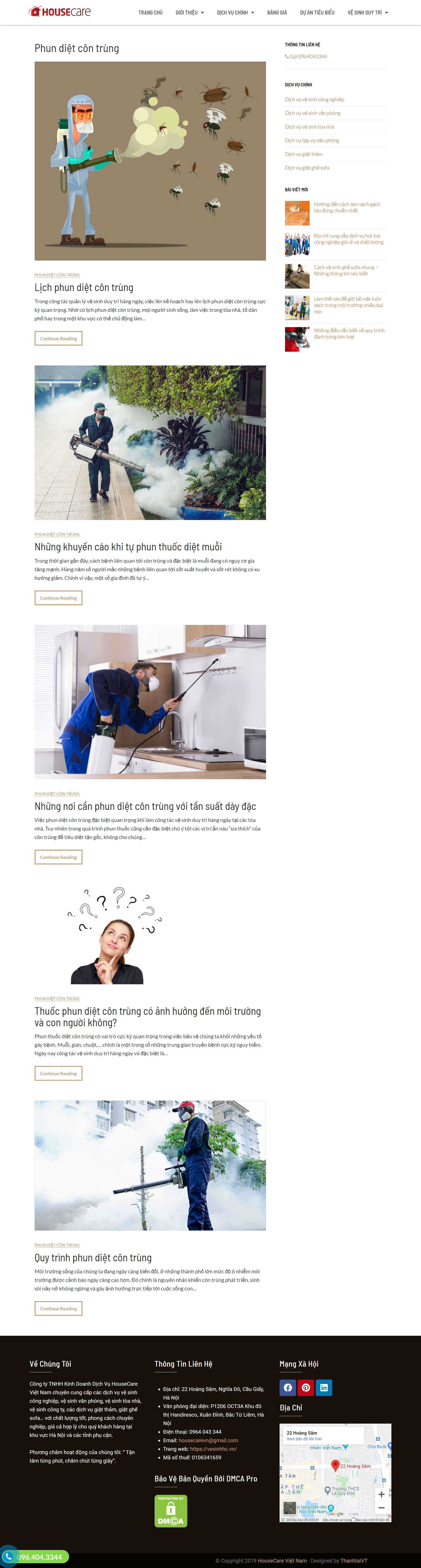 Thiết kế Website web diệt côn trùng - vesinhhcvn