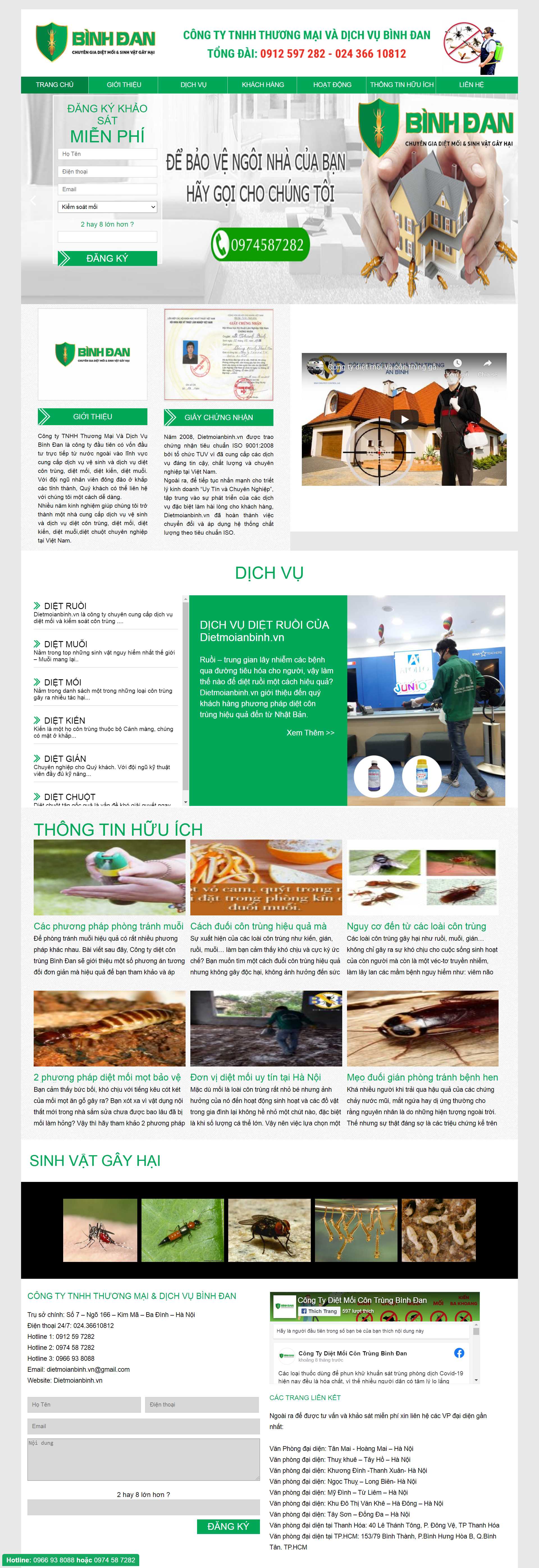 Thiết kế Website web diệt côn trùng - dietmoianbinhvn