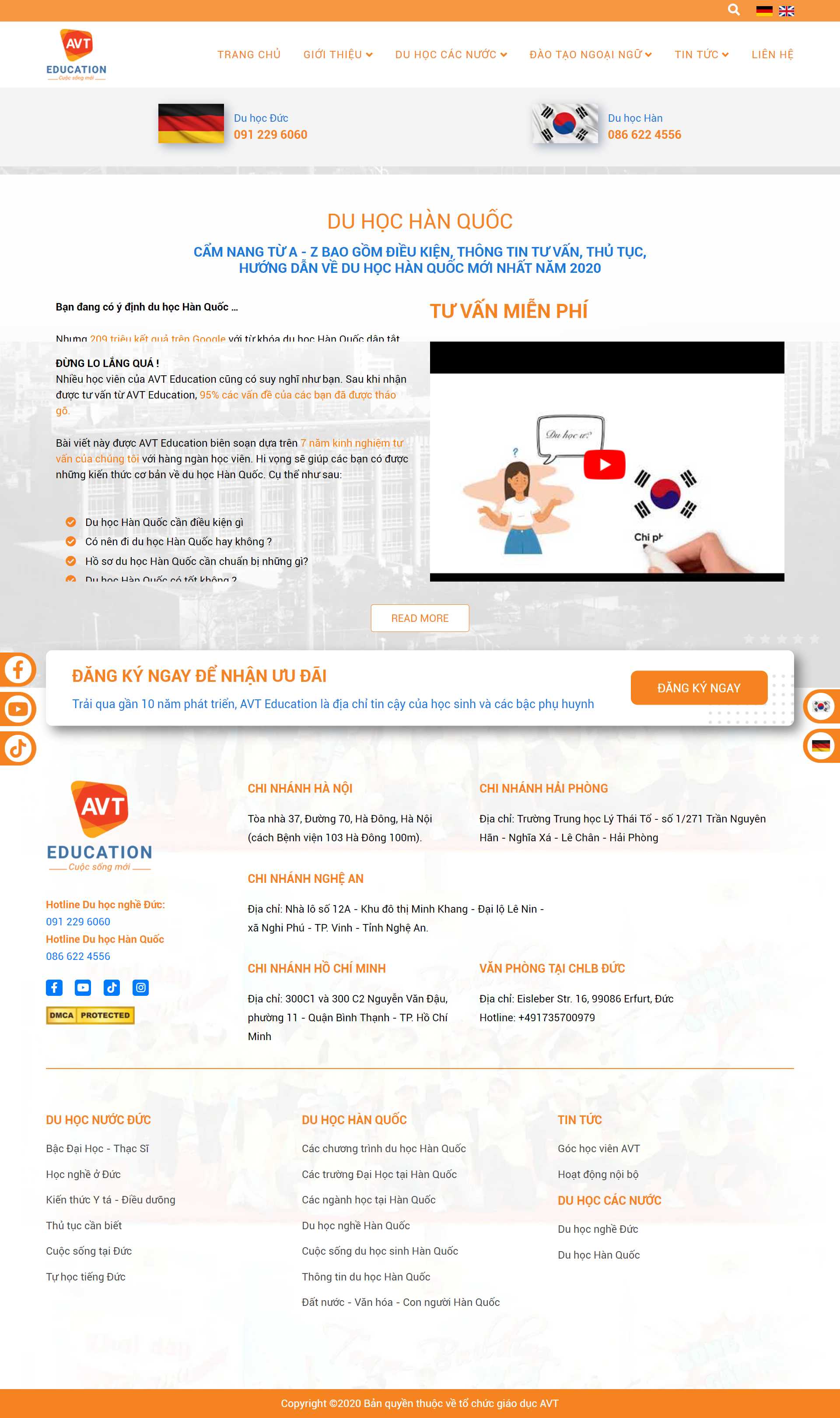 Thiết kế Website web du học hàn quốc - avteduvn