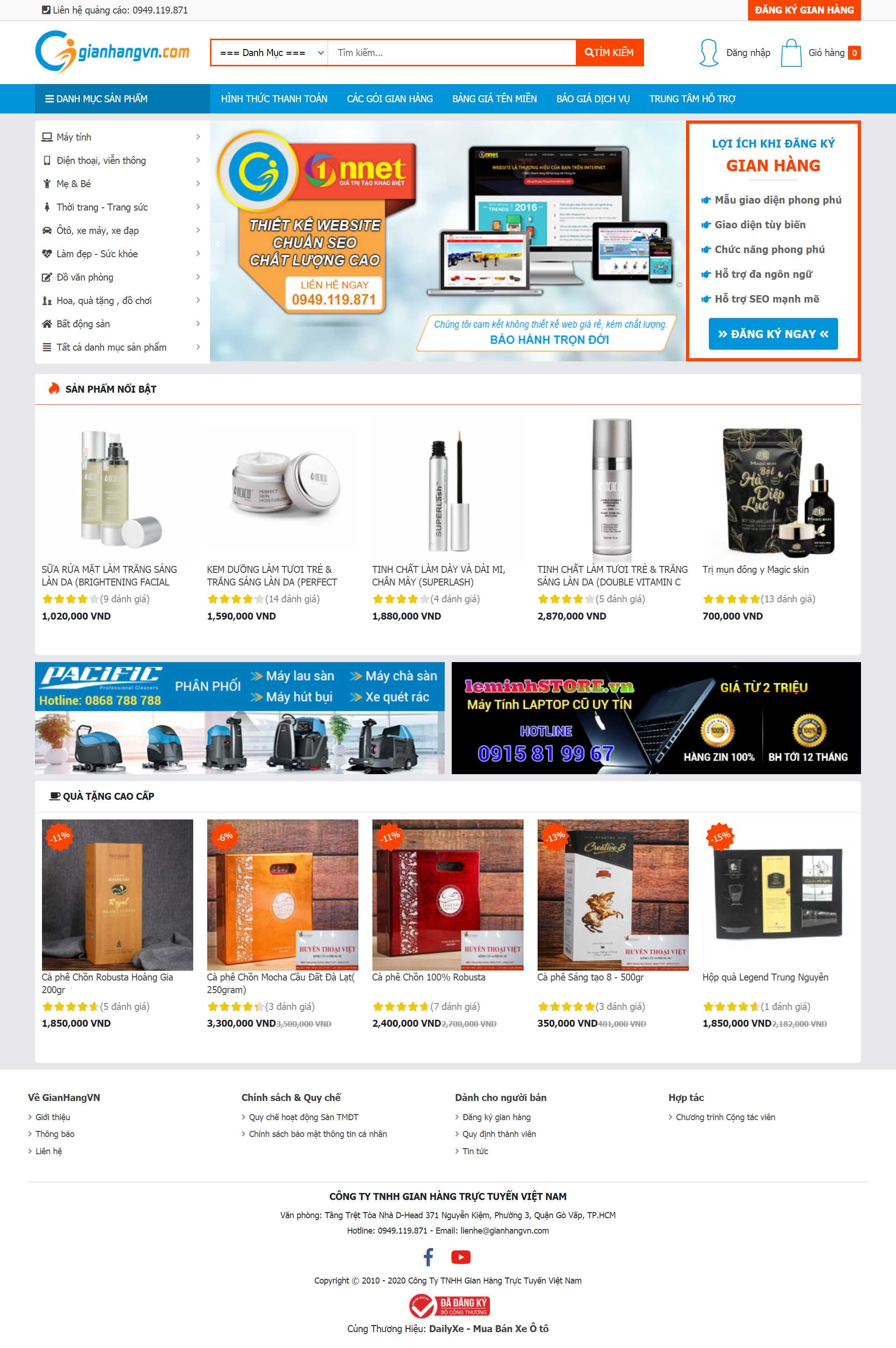 Thiết kế Website web gian hàng - gianhangvncom