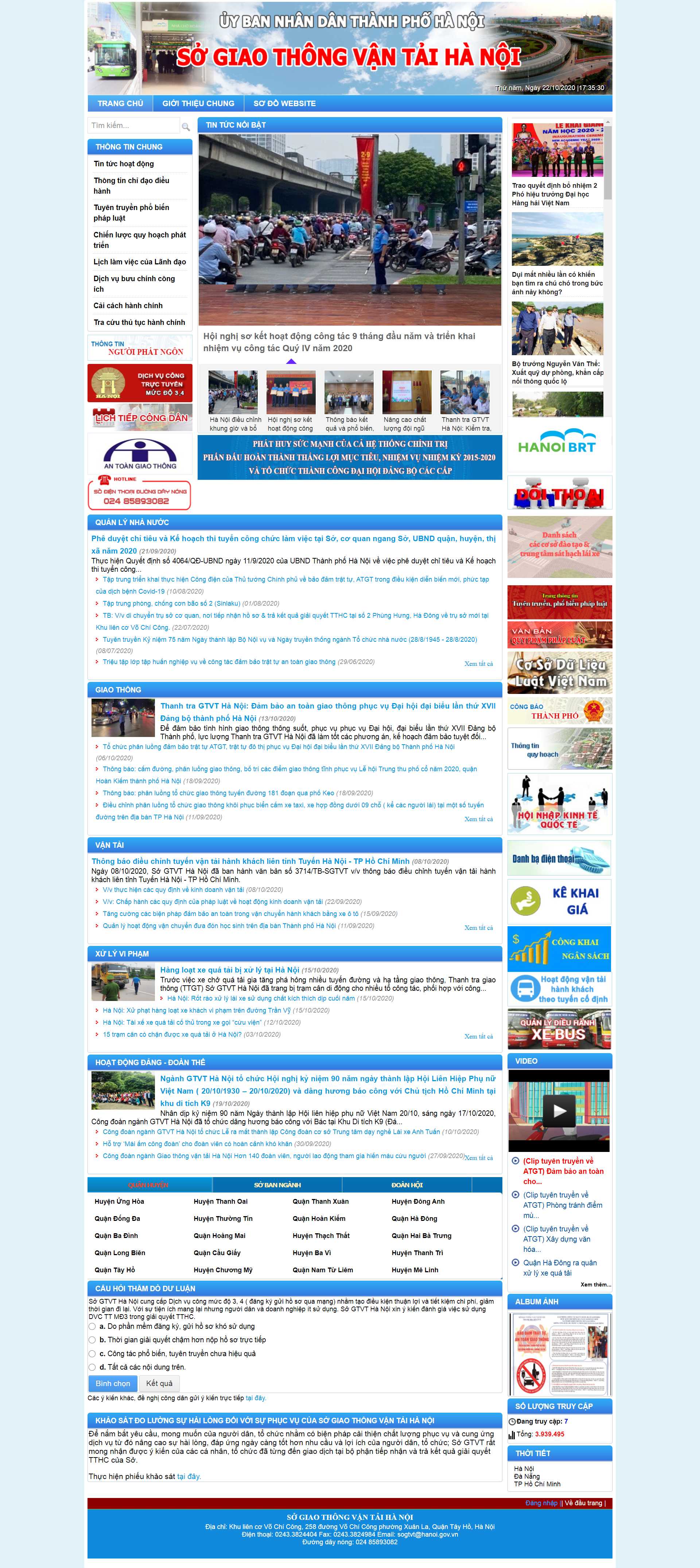Thiết kế Website web giao thông vận tải - sogtvthanoigovvn