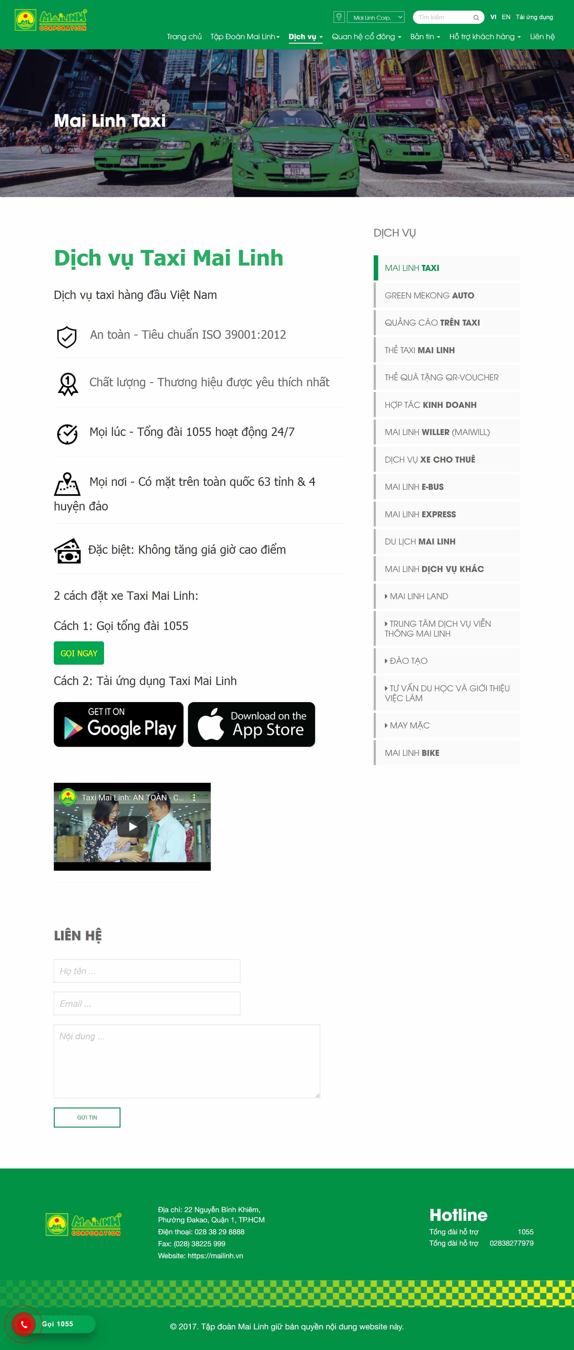Thiết kế Website web hãng taxi - mailinhvn